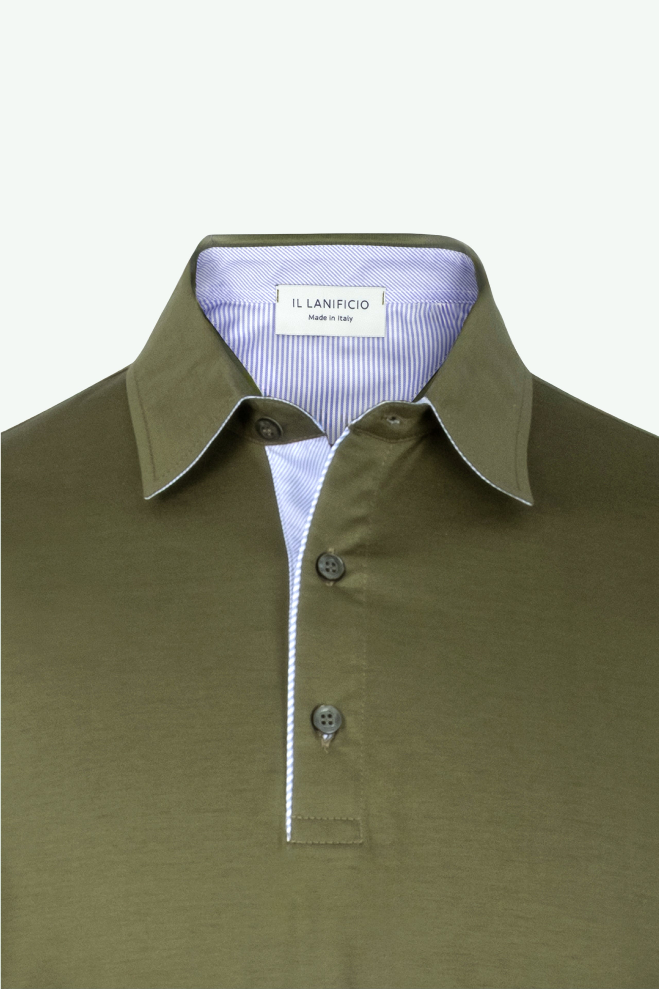 Polo Jersey Mezza Manica in Filo di Scozia - VERDE MILITARE