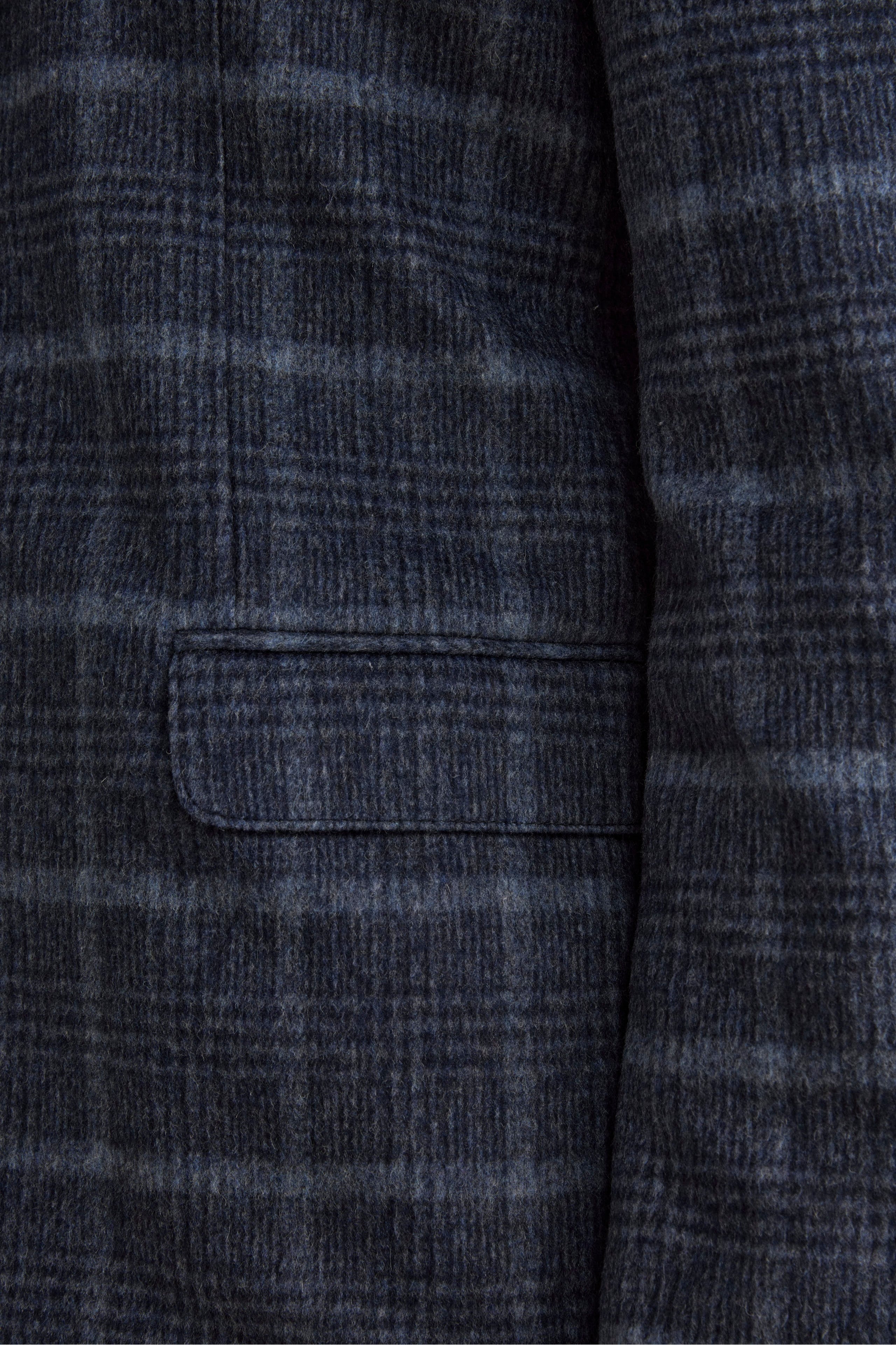 Unstructured Check Jacket in Wool Blend - BLUE