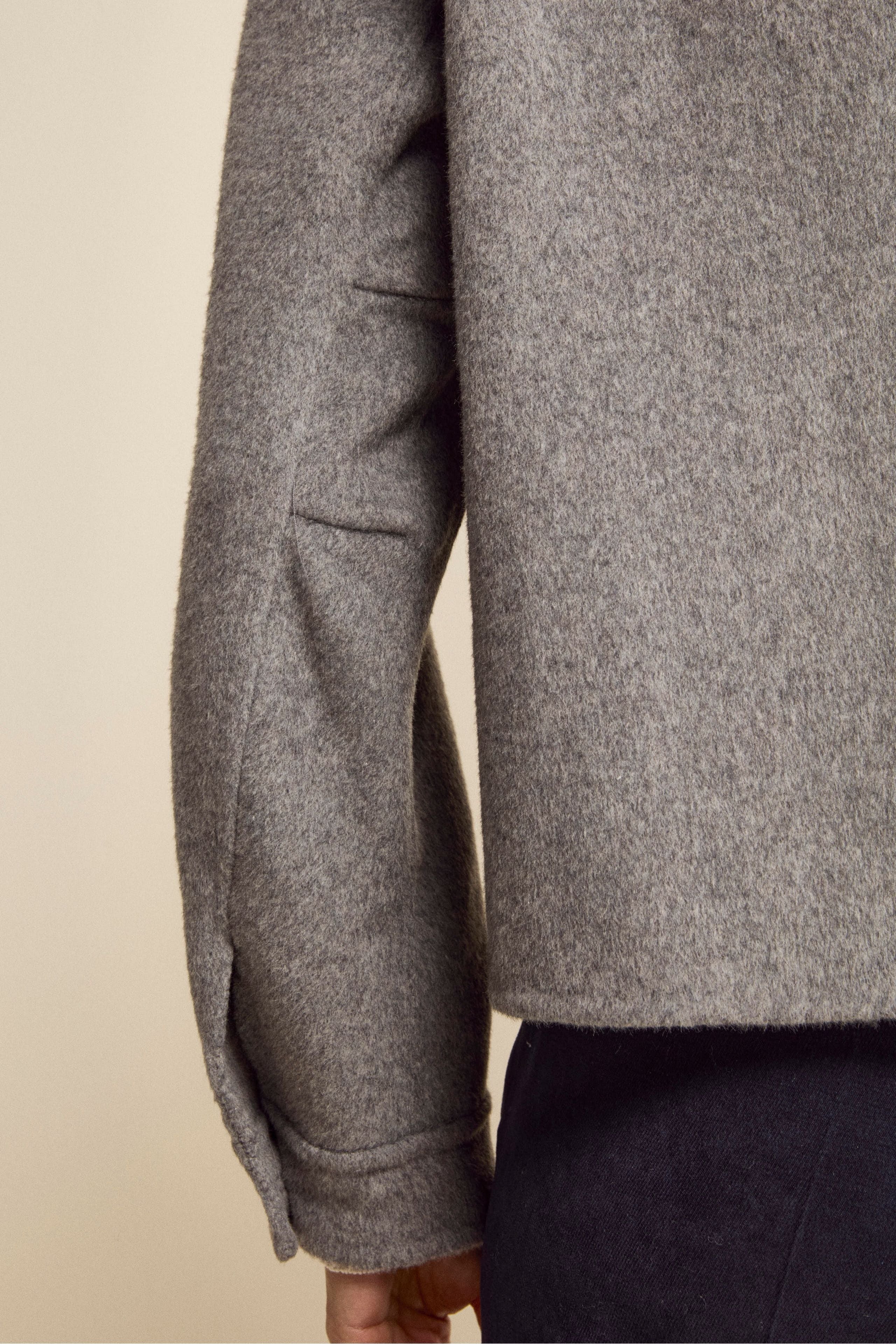 Unlined Wool Blend Bomber - GREY