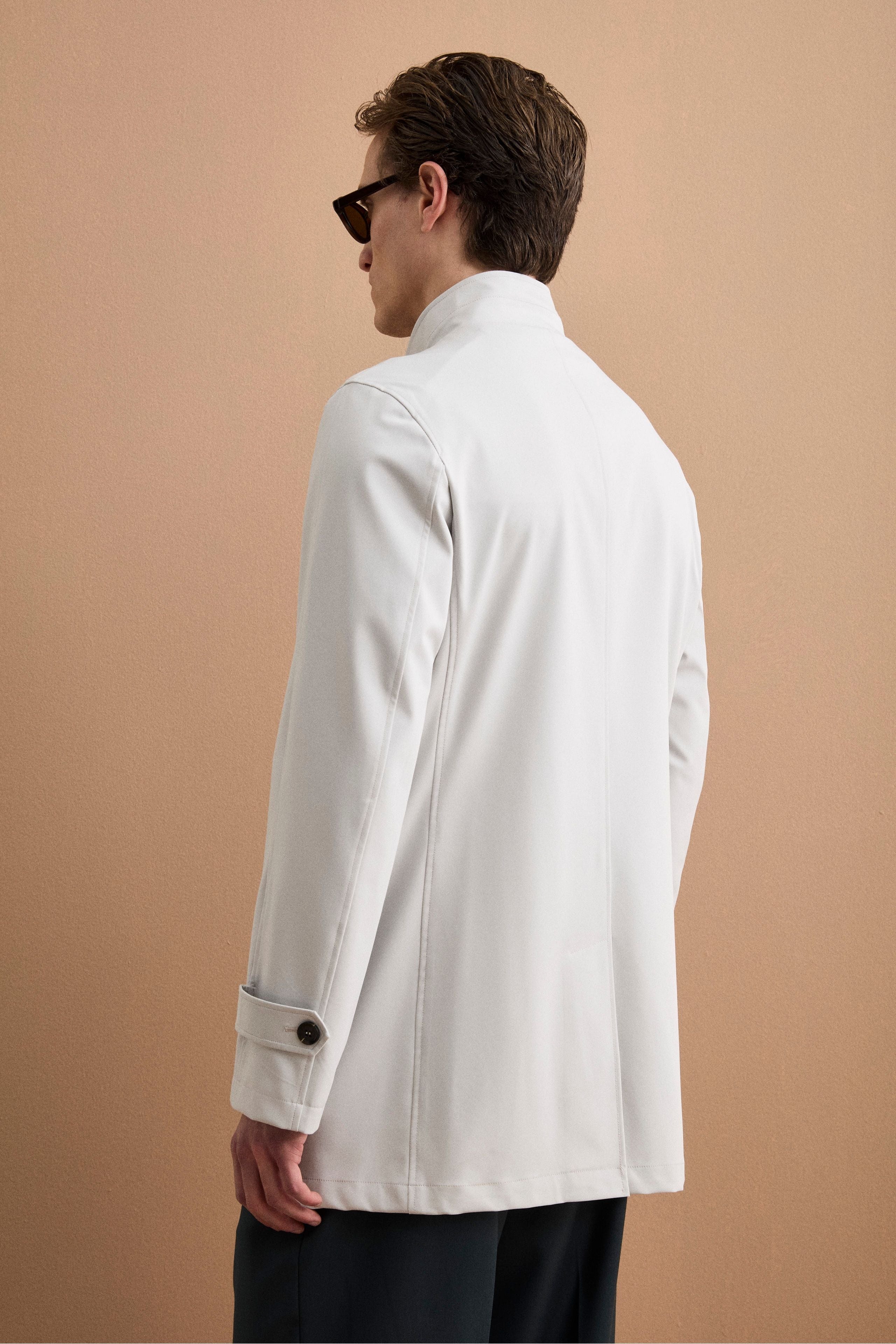 Herren Einreihiger Halbgefütterter Regenmantel - Hellgrau