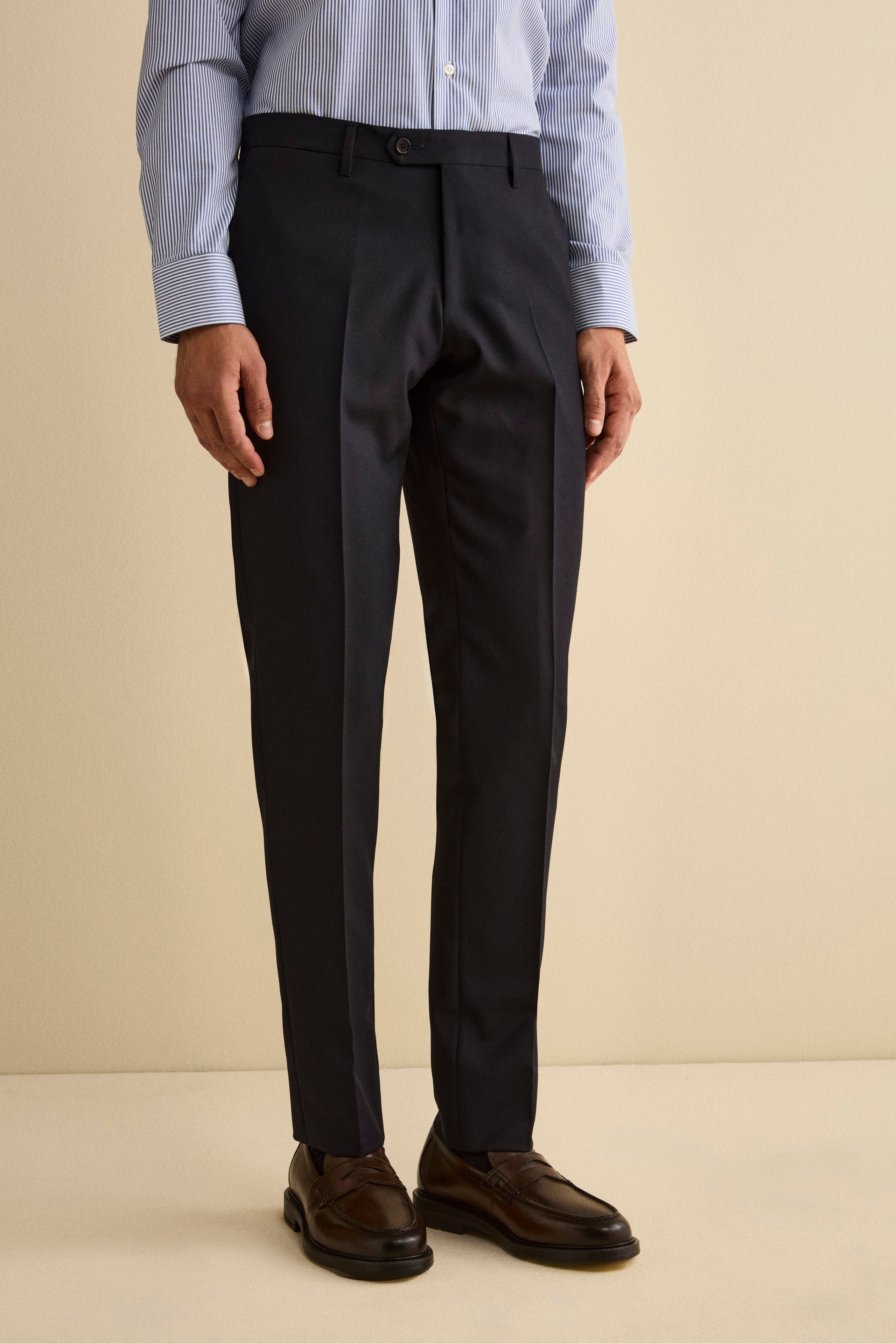 Virgin Wool Slim Fit Suit with Peak Lapel - Blue