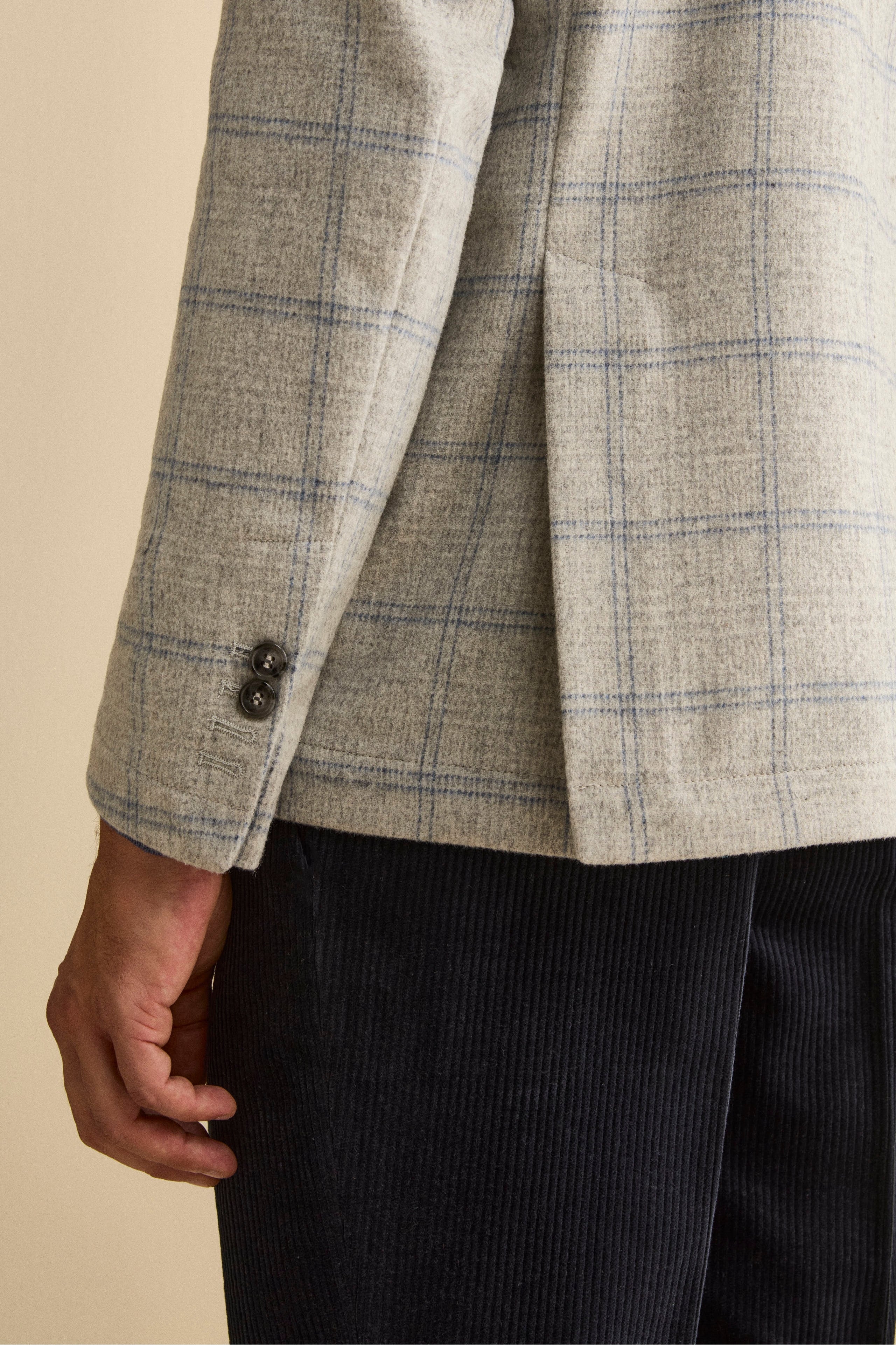 Unstructured Check Jacket in Wool Blend - PEARL