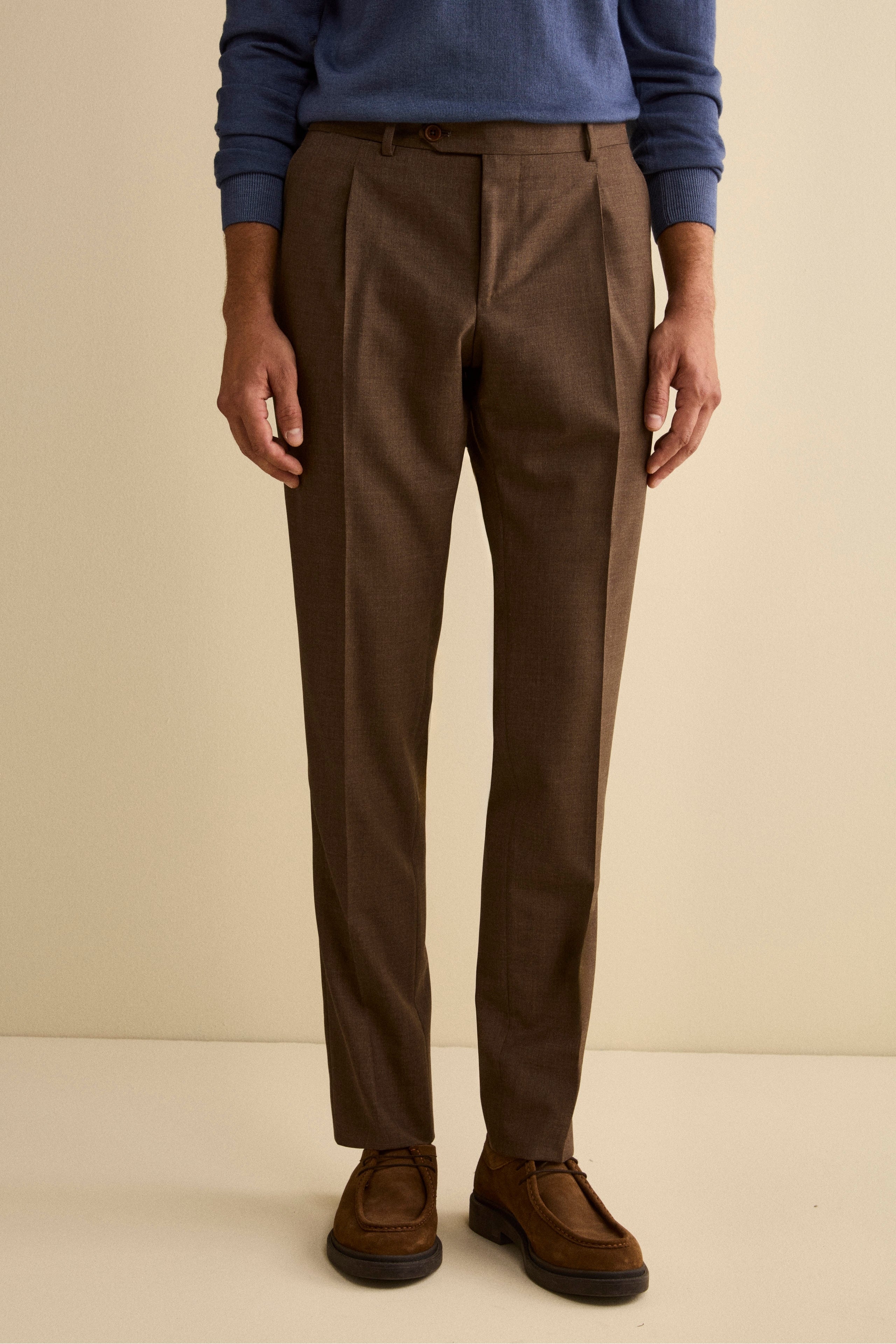 Half-Lined Single-Breasted Virgin Wool Suit - Brown