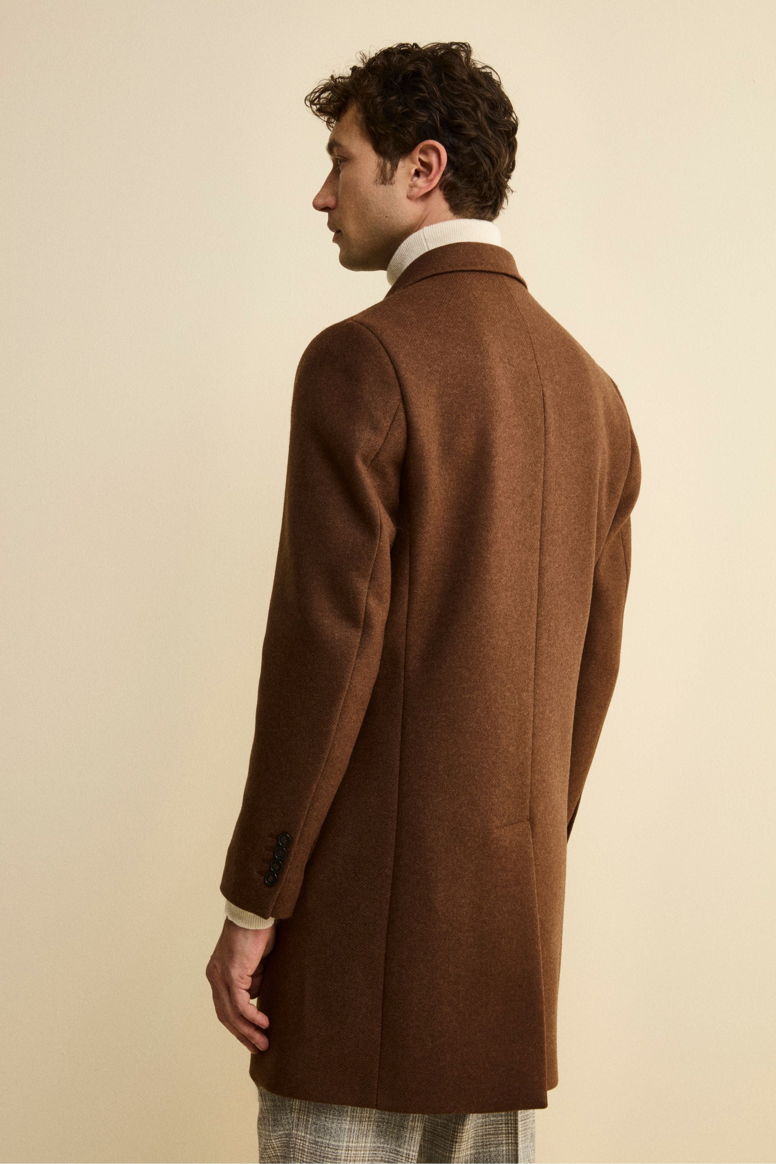 Twill Coat in Wool - brown