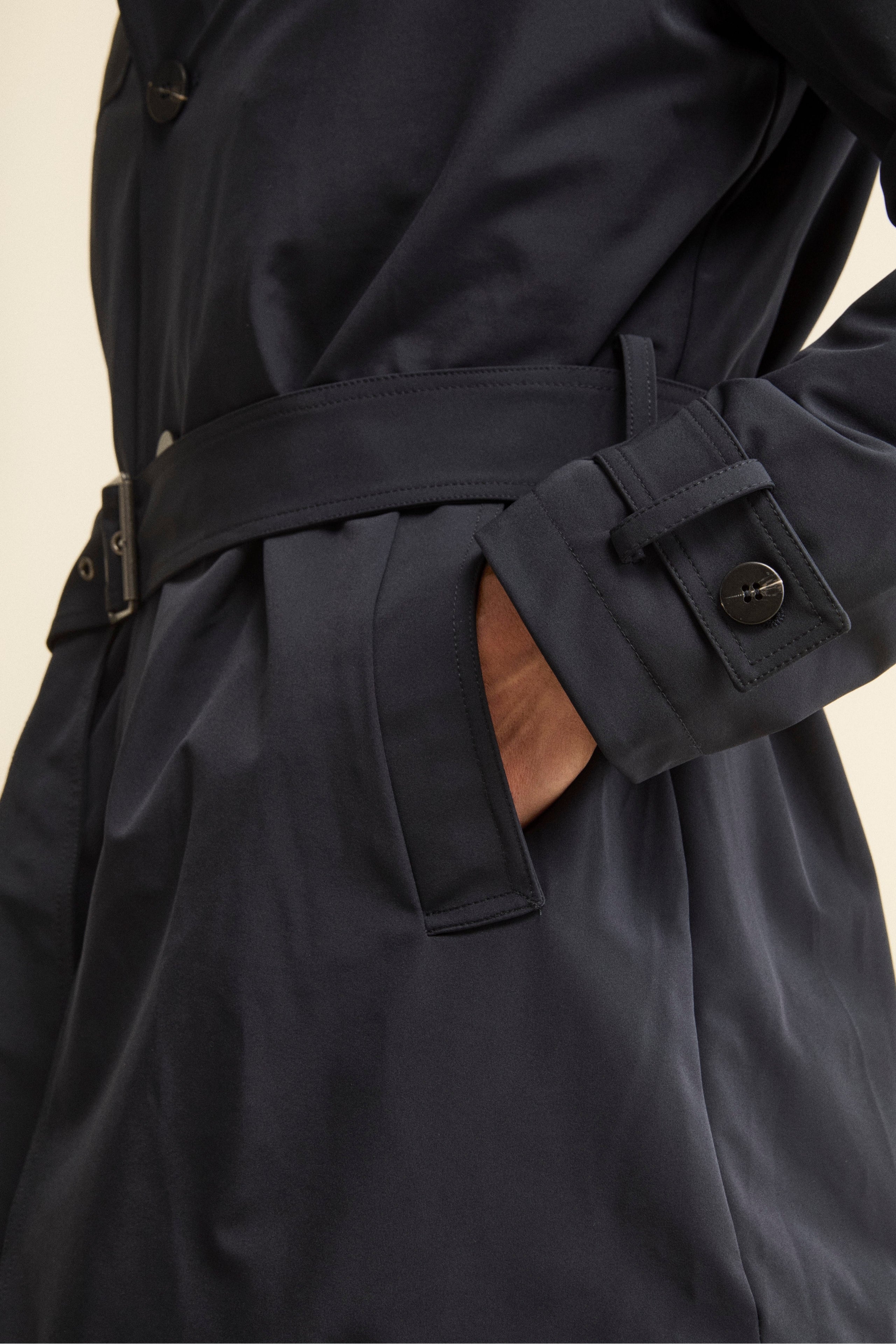 Imperméable Matelassé avec Ceinture - BLEU