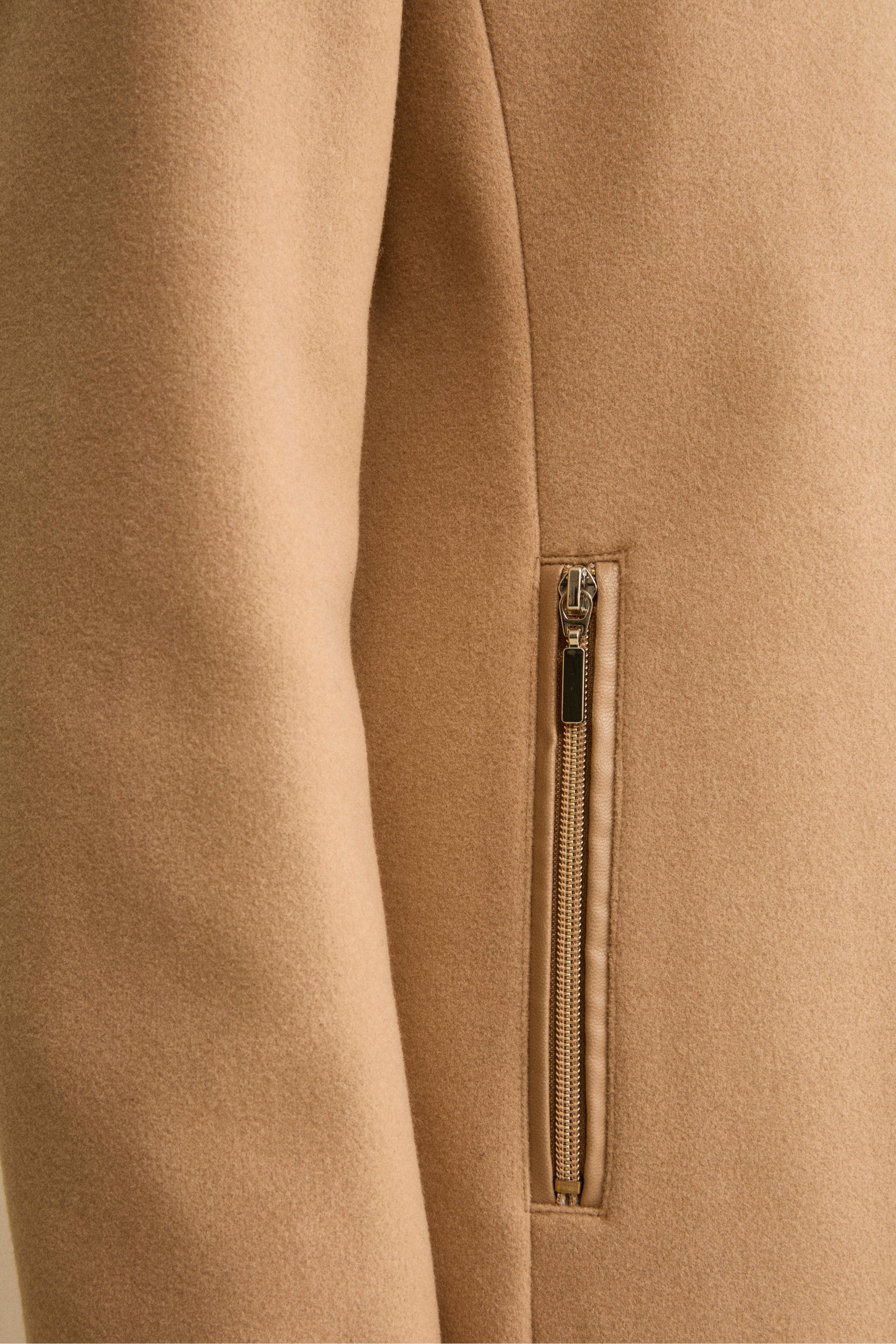 Midi Wool-Blend Coat with Toggle Fastening - Camel