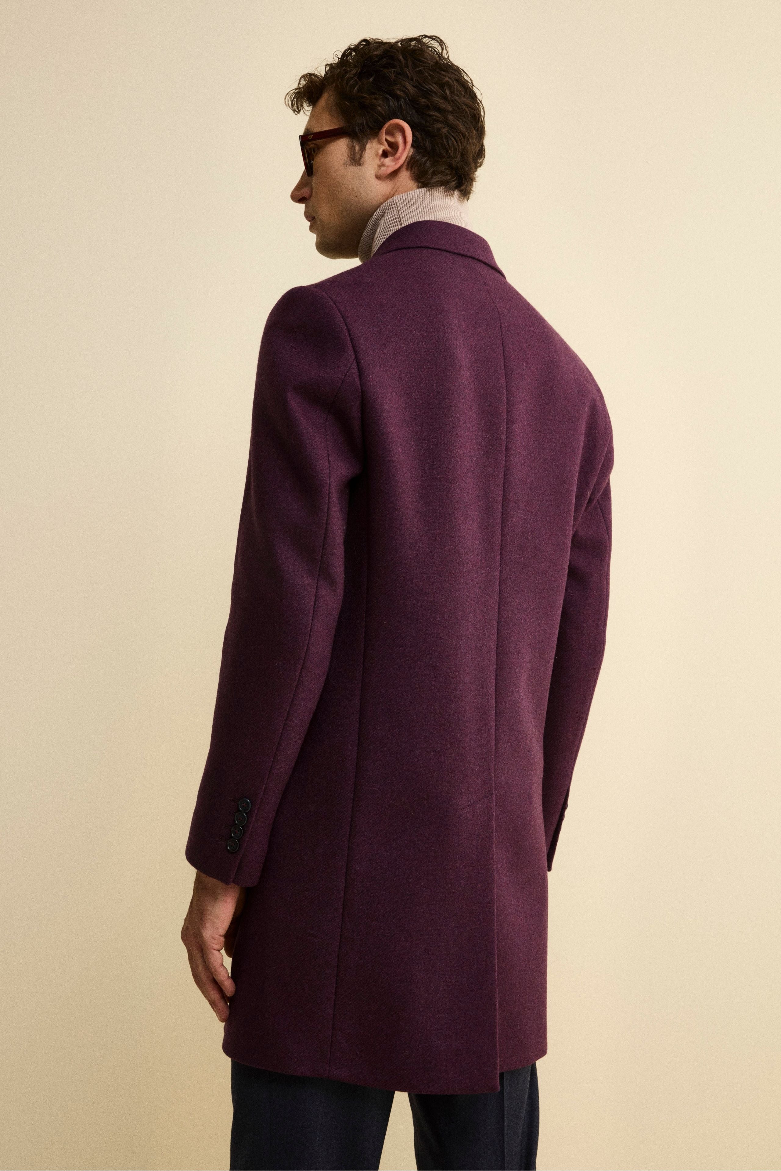 Twill Coat in Wool - Dark purple