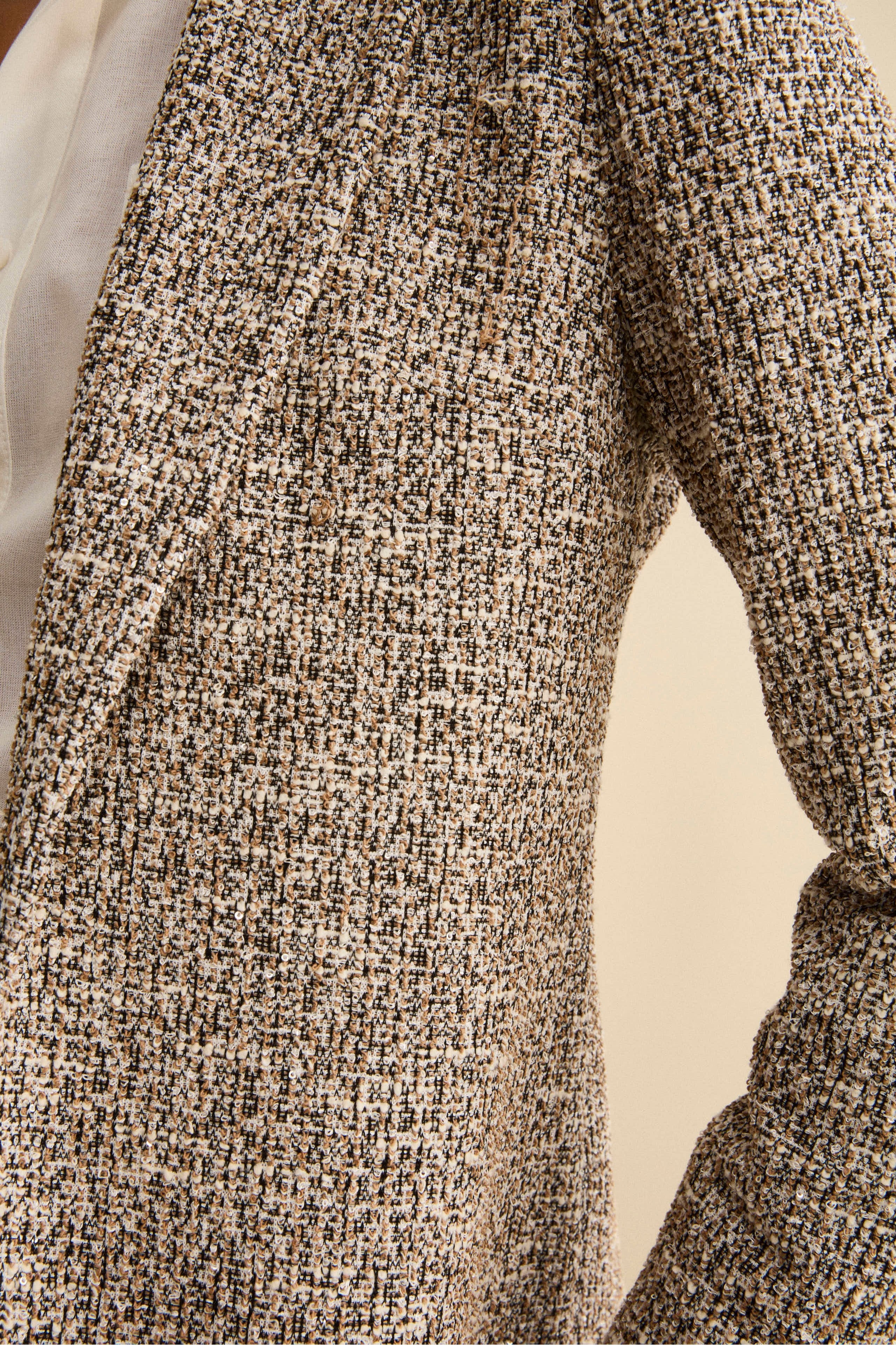 Single-Breasted Bouclé Jacket with Sequins - BLACK