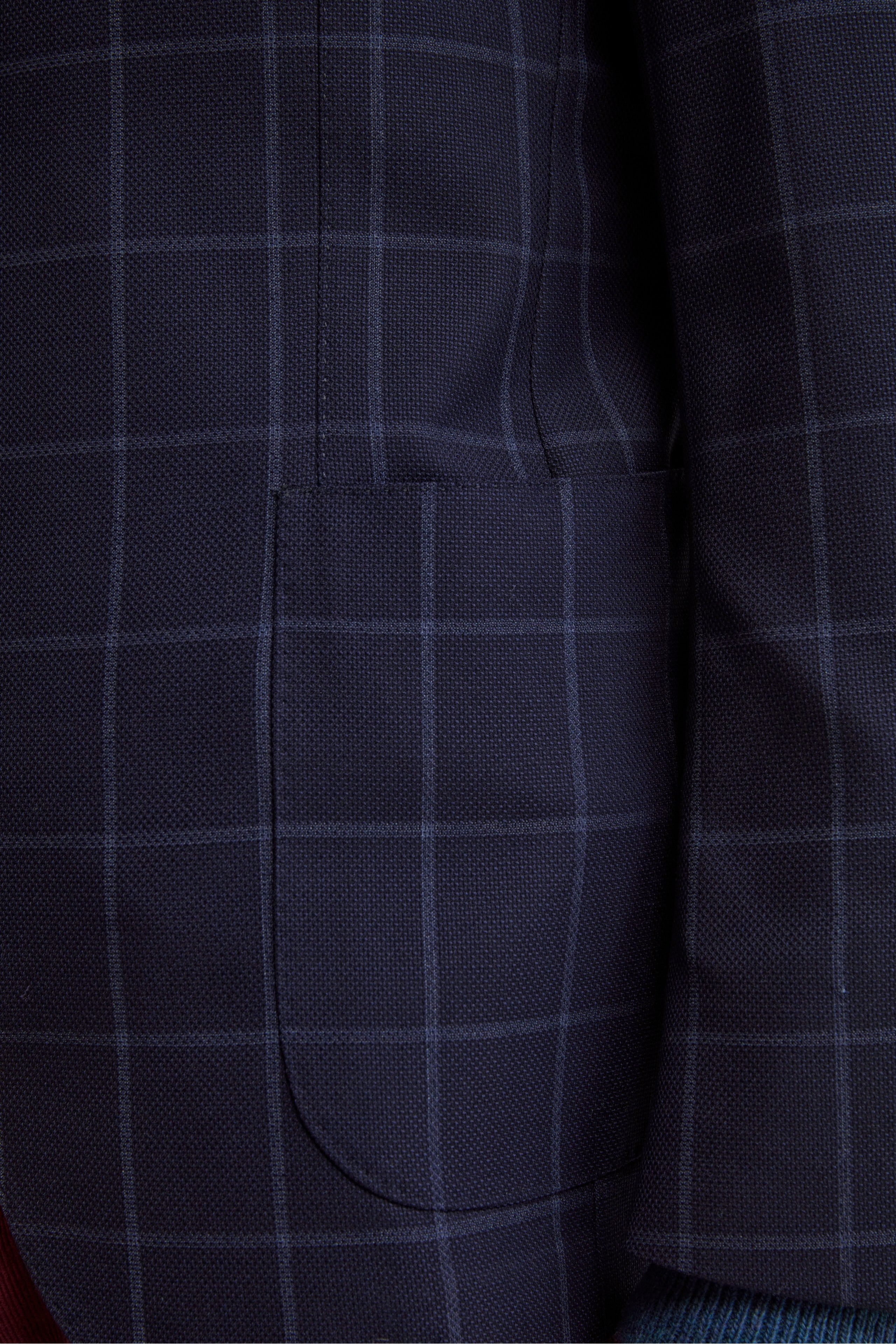 Unlined Single-Breasted Blazer in Virgin Wool - Blue check