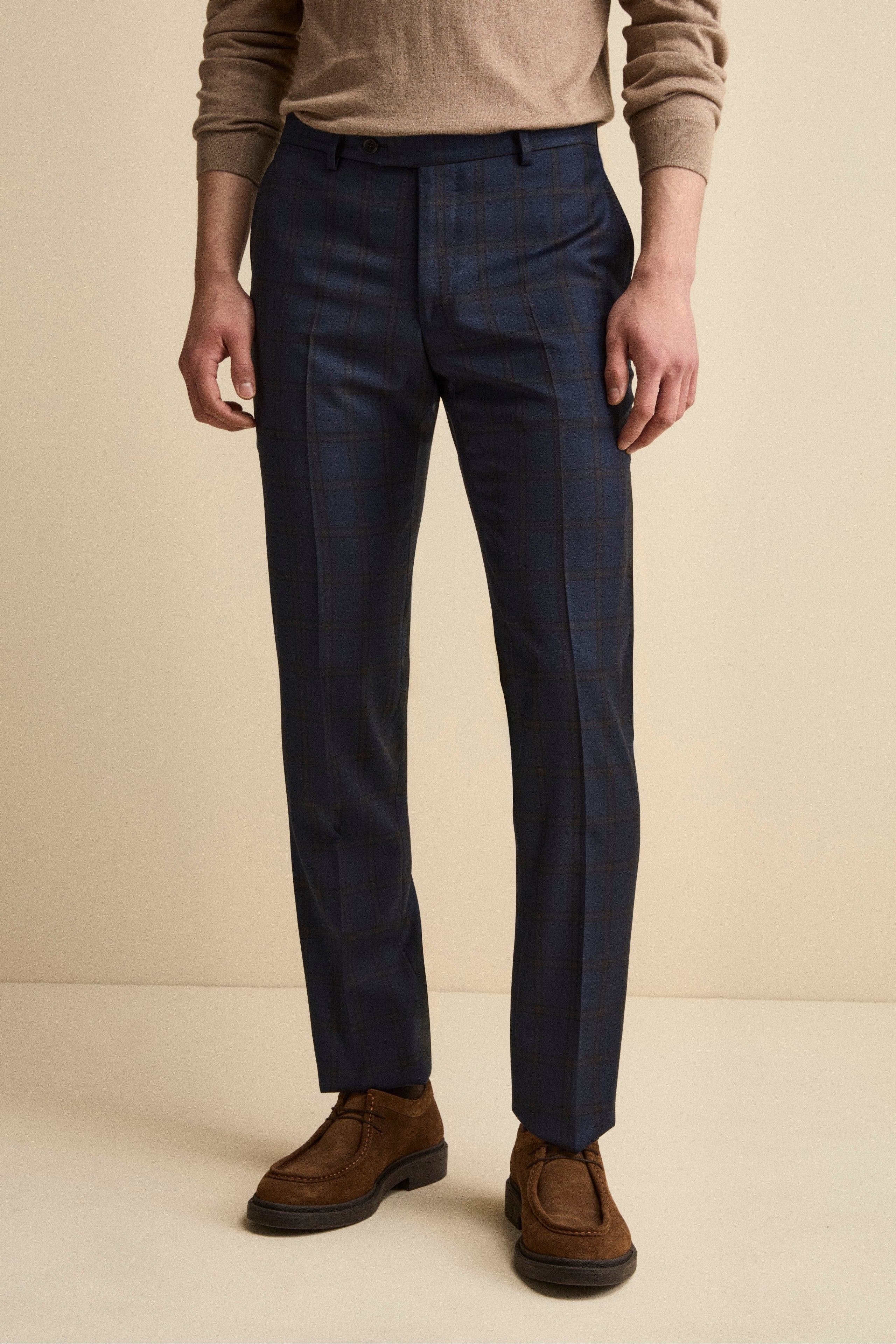 Slim-Fit Checked Lined Suit in Virgin Wool - Blue check