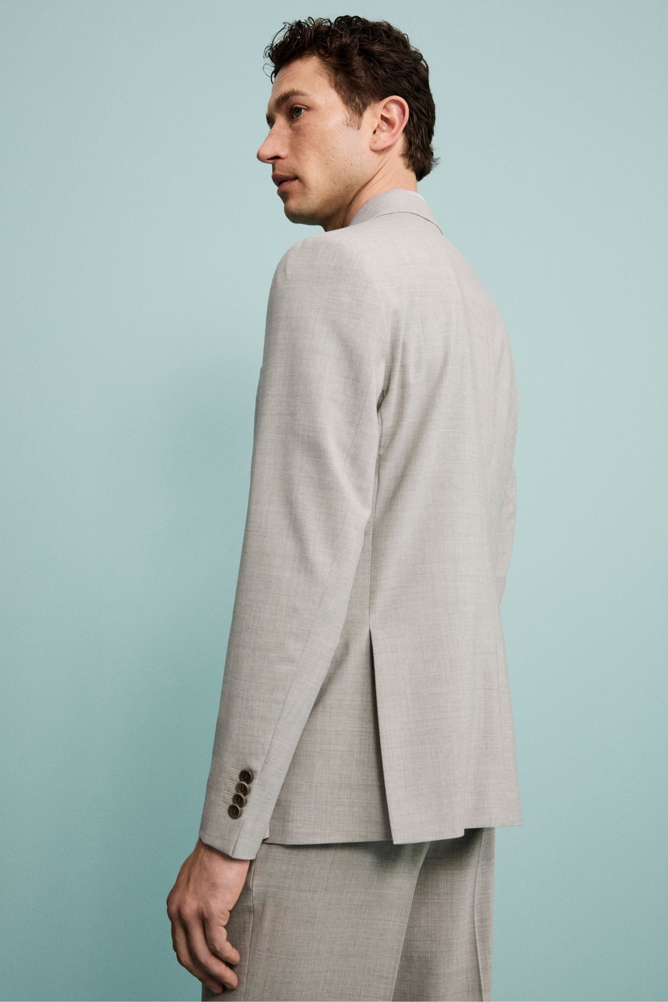 Abito Colorato Monopetto in Lana Vergine - GRIGIO CHIARO