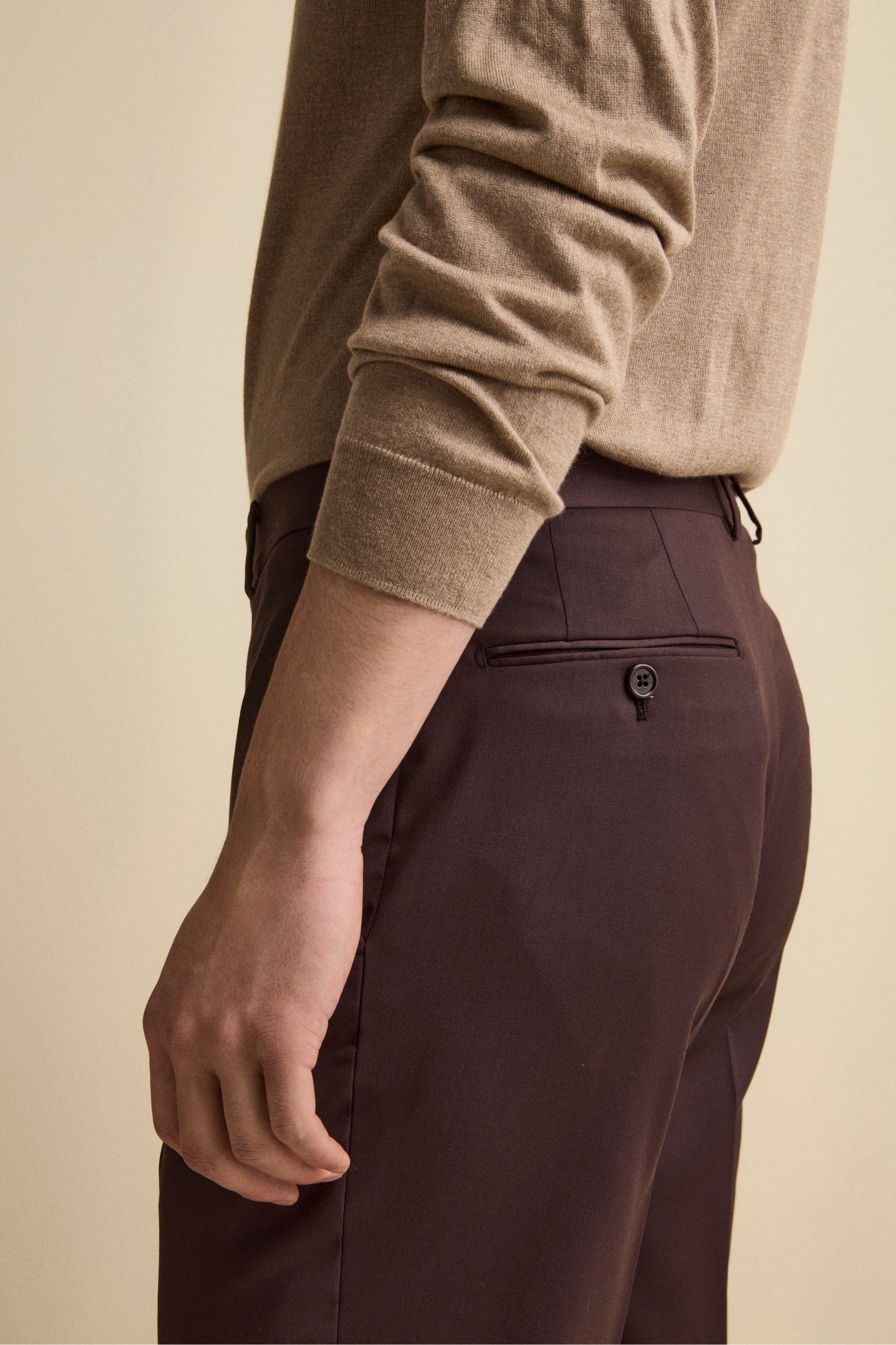 Regular-Fit Single-Breasted Suit in Virgin Wool with Notch Lapels - Burgundy