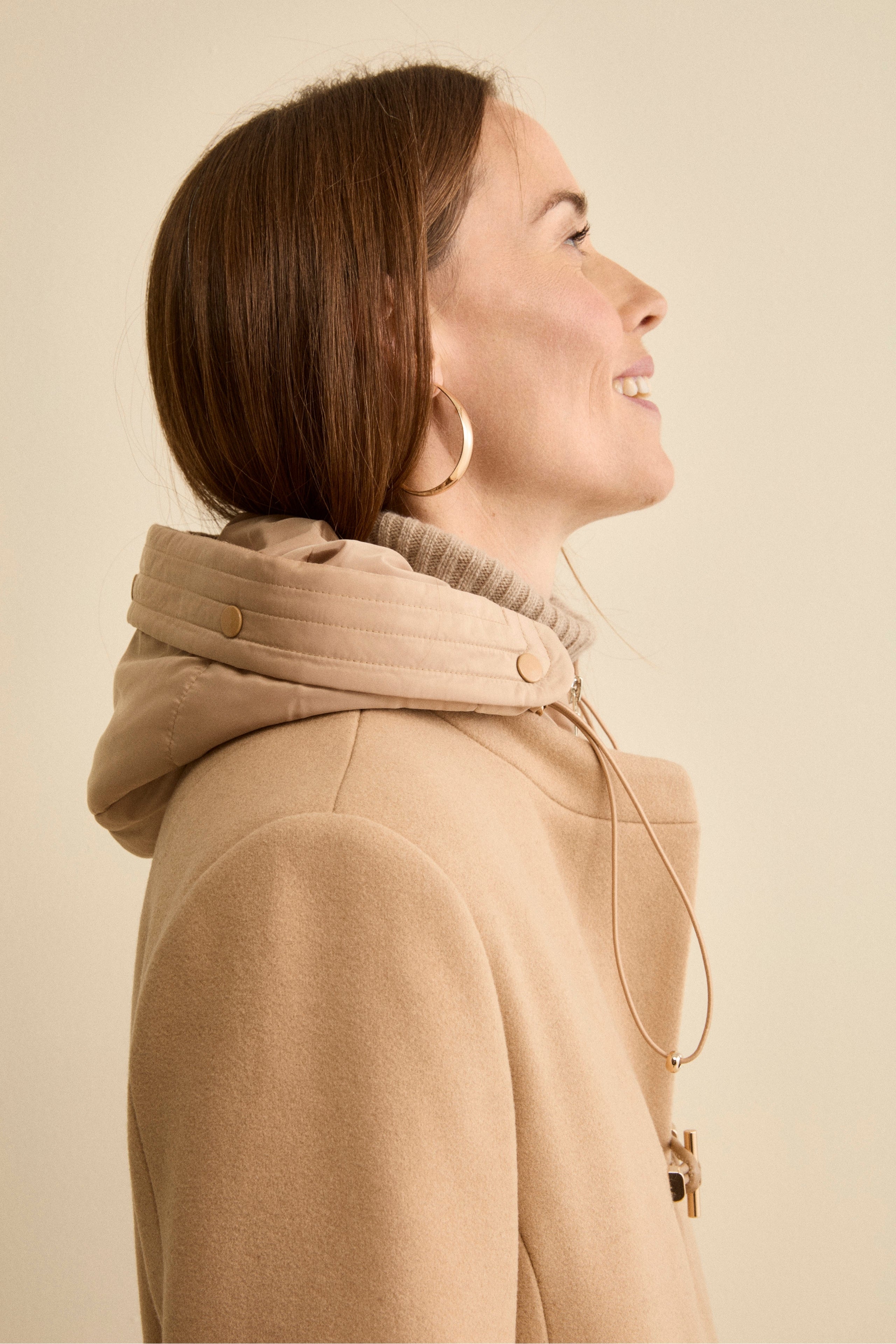Midi Wool-Blend Coat with Toggle Fastening - Camel