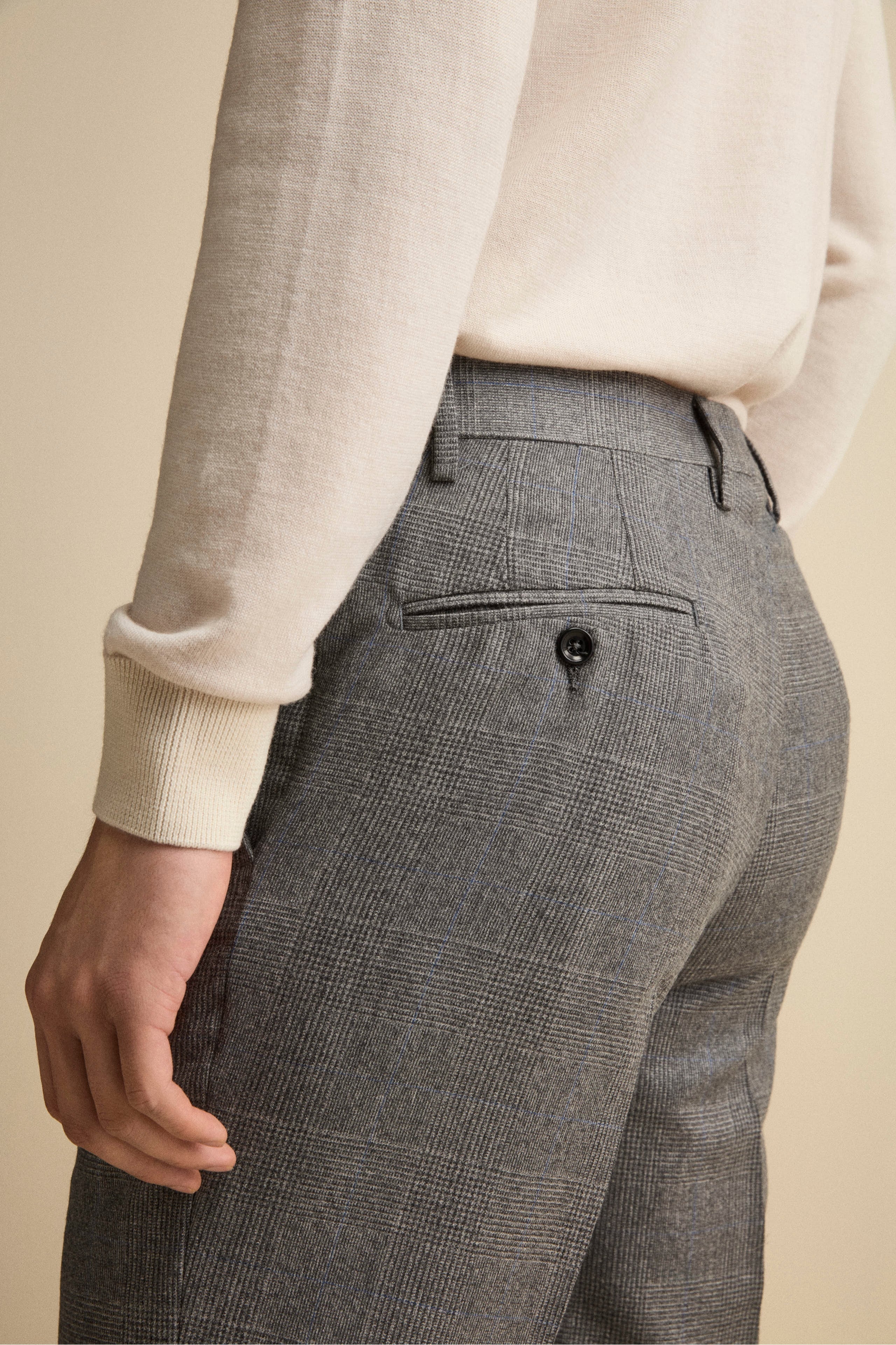 Checked Single-Breasted Virgin Wool Suit Regular Fit - Grey Glen plaid