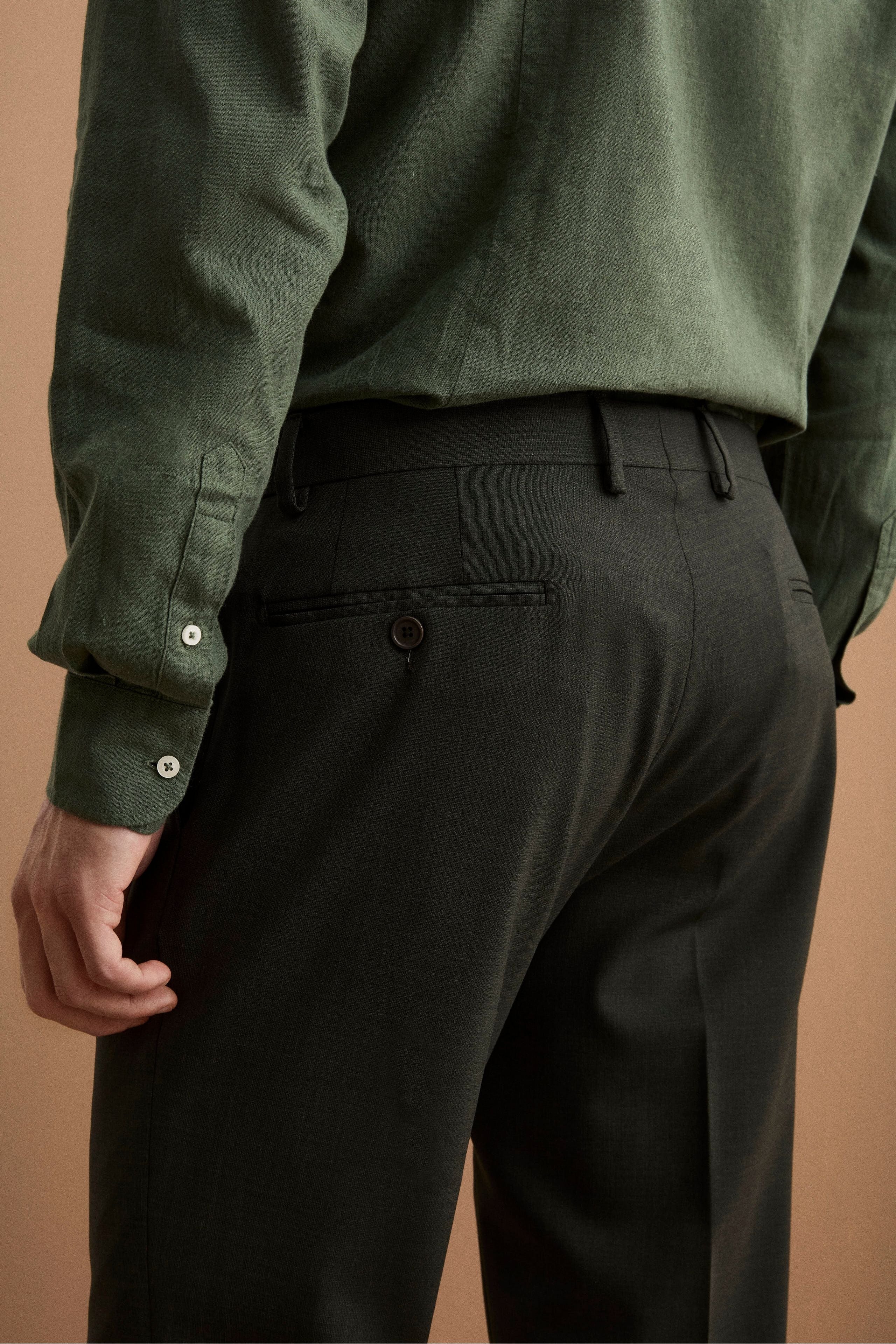 Abito Monopetto Foderato in Lana Vergine - VERDE