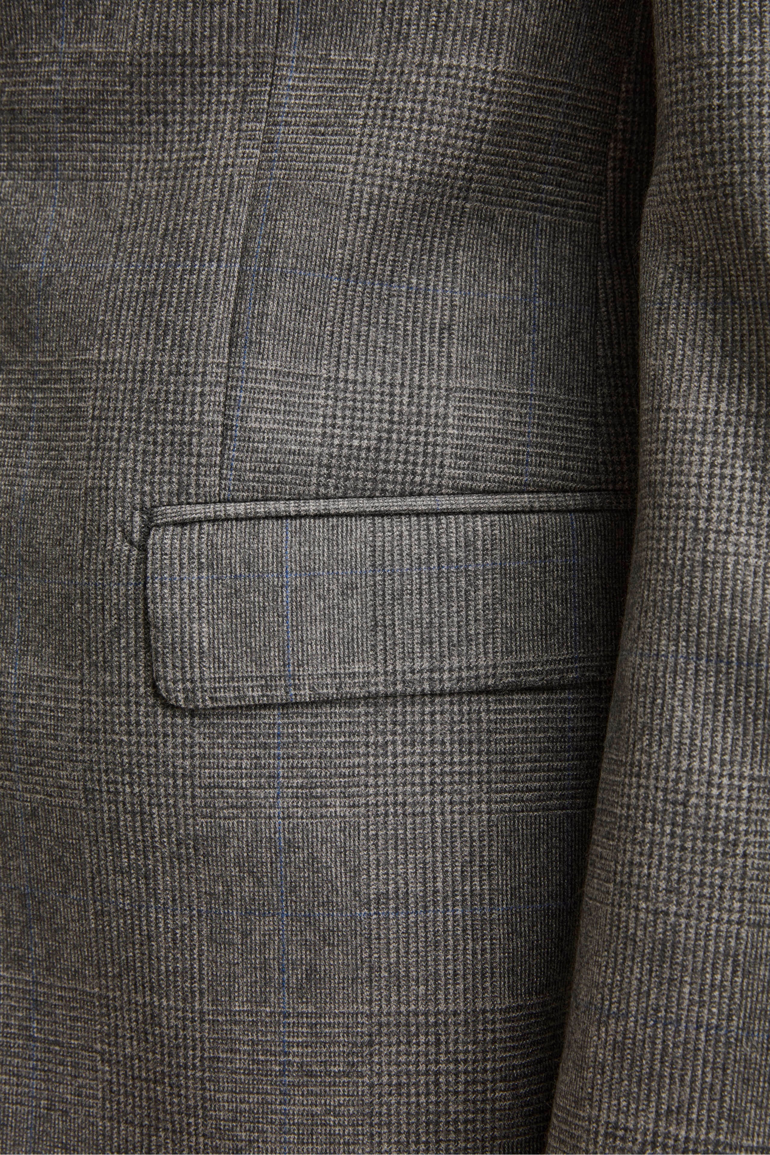 Checked Single-Breasted Virgin Wool Suit Regular Fit - Grey Glen plaid