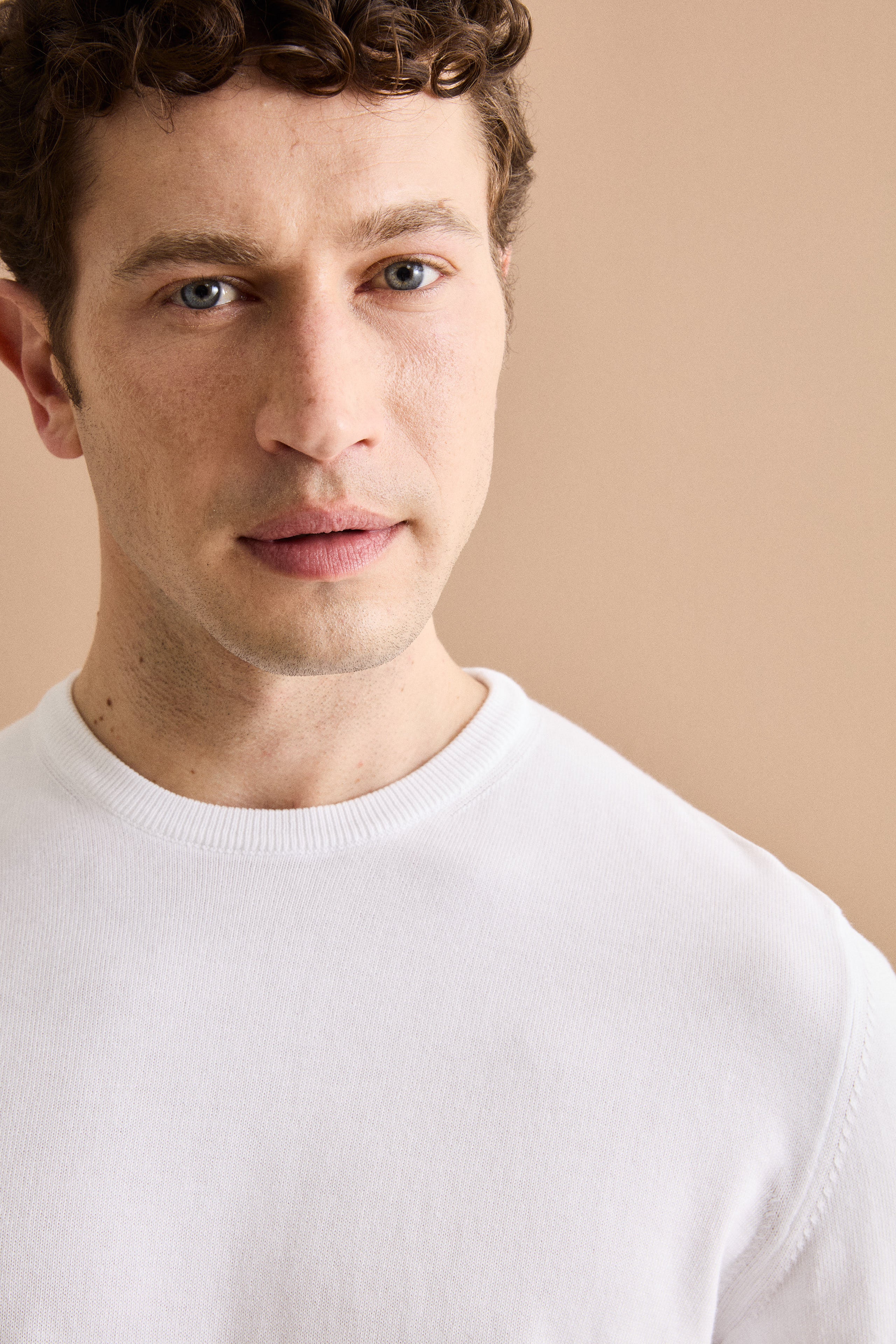 Baumwollpullover mit Rundhalsausschnitt - WEISS