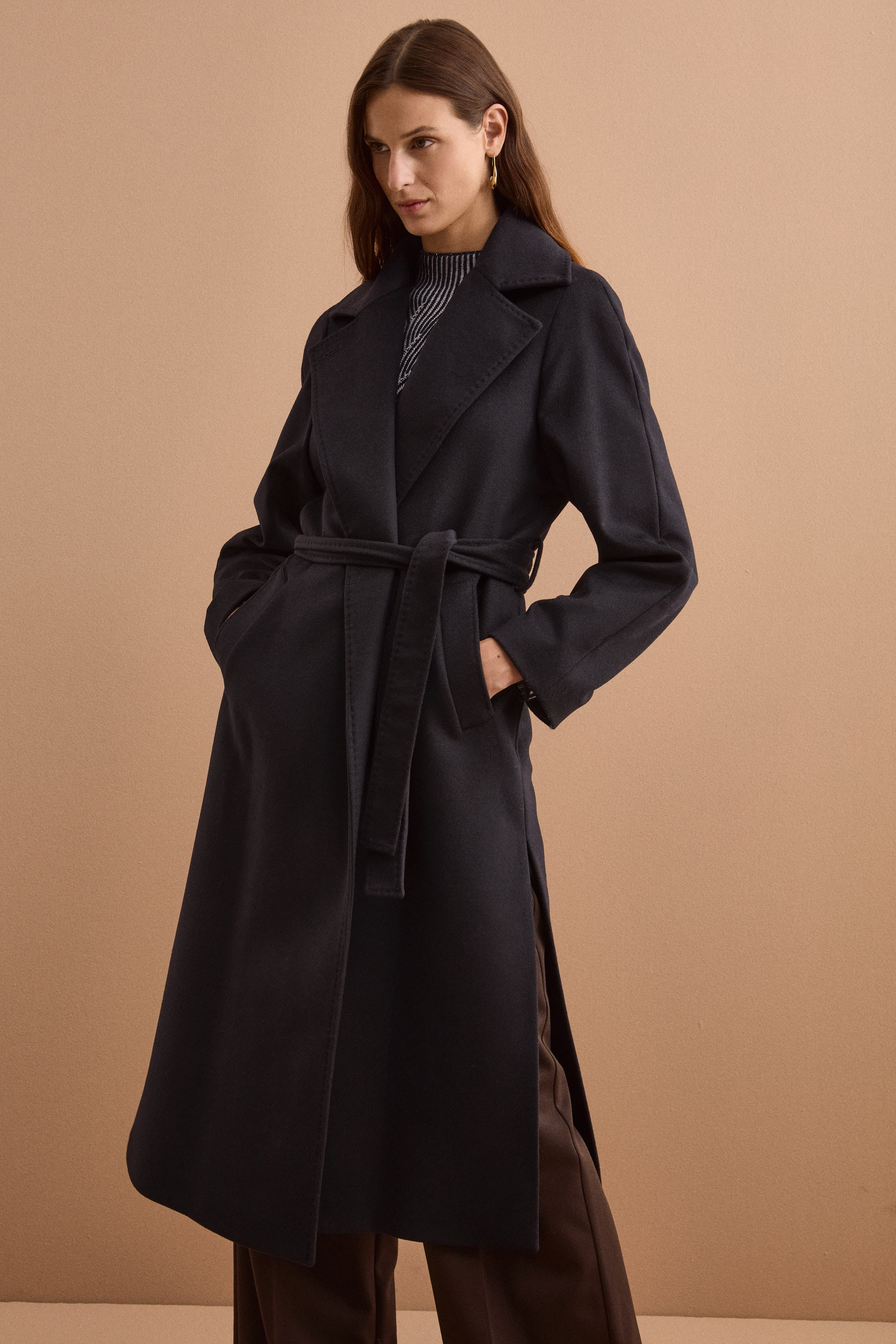 Cappotto lungo in lana e cashmere - BLU