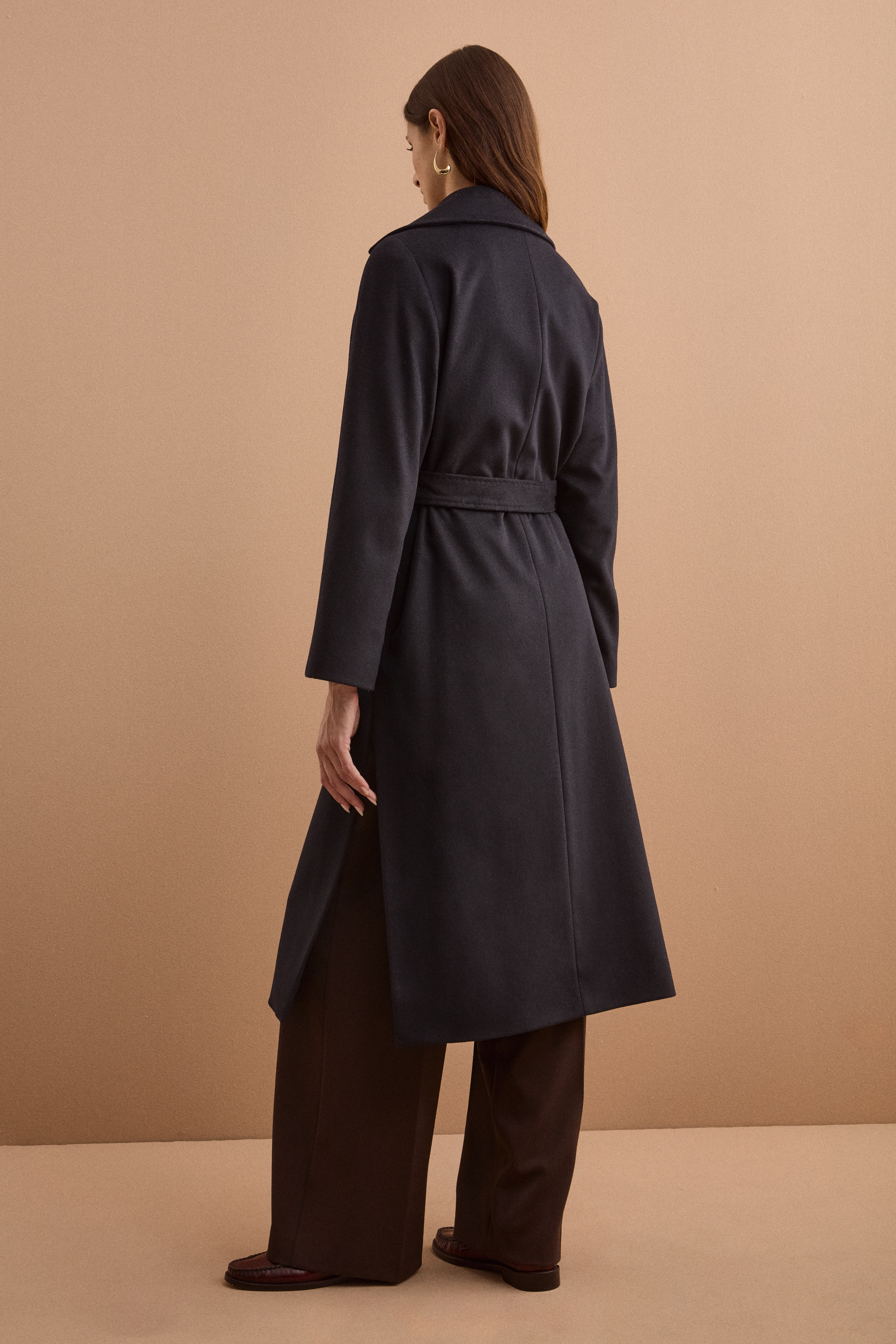 Cappotto lungo in lana e cashmere - BLU