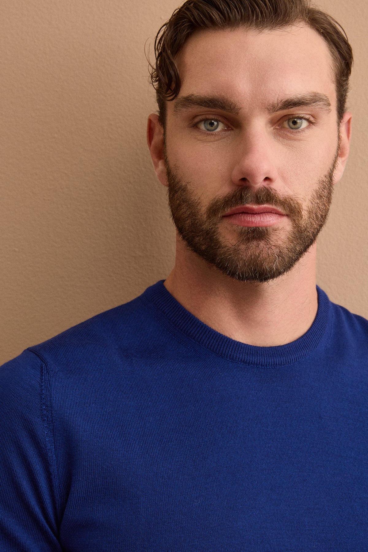 Pull Col Rond en Laine Mérinos - Bleu moyen