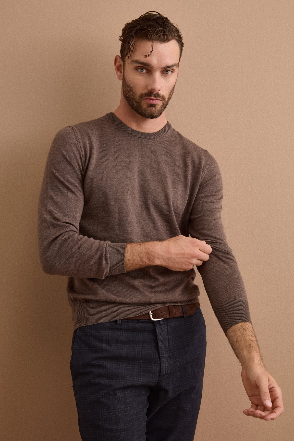 Pull Col Rond en Laine Mérinos - gris