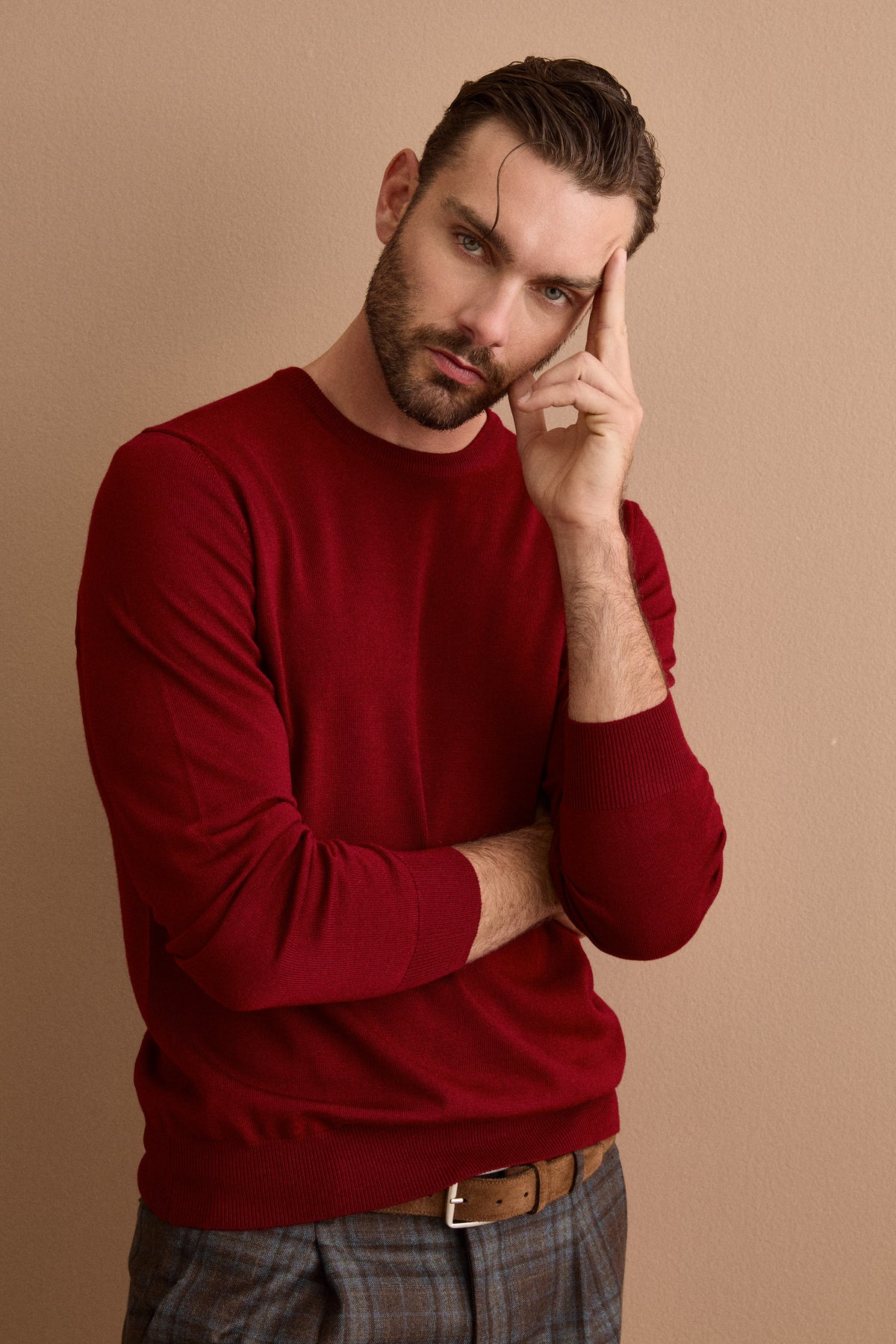 Rundhalsausschnitt Pullover aus Merinowolle - -