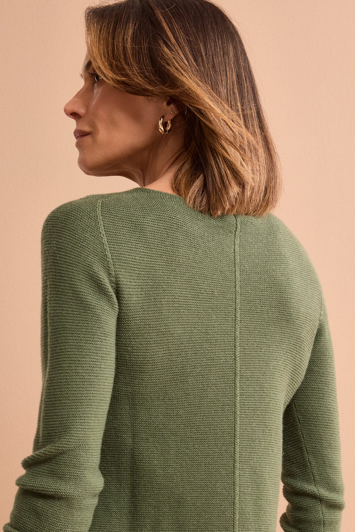 Pull Col Bateau en Laine Mérinos - Vert militaire