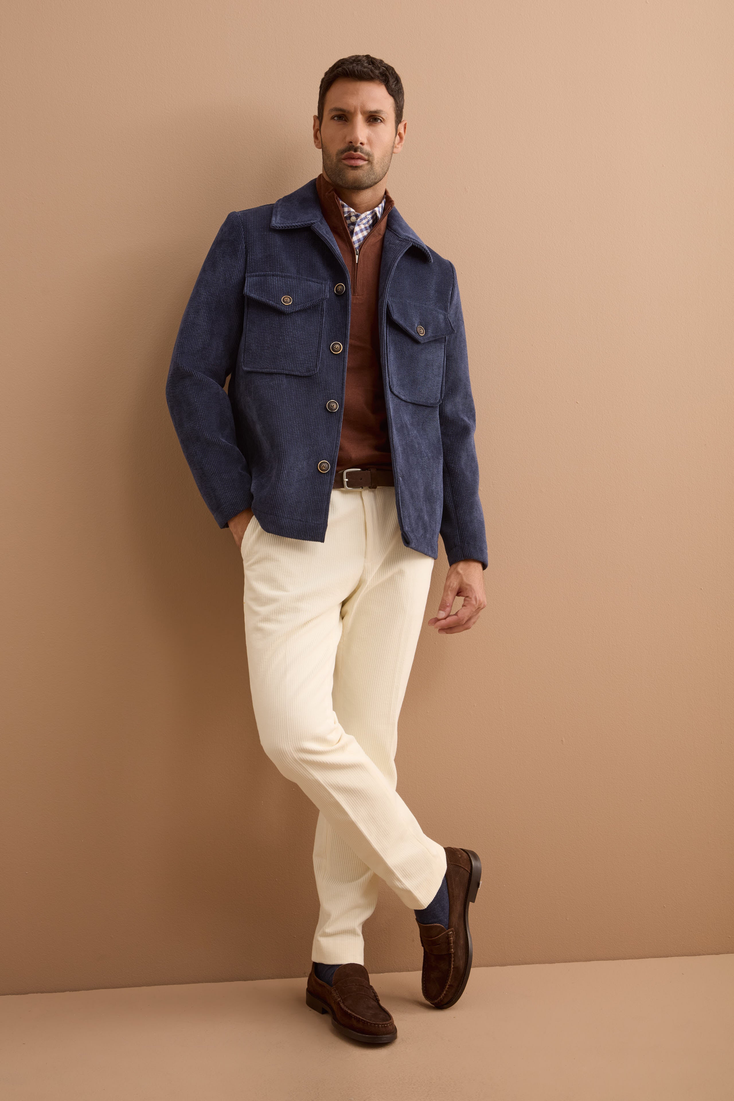 Pantalone in Velluto Regular Fit - BIANCO