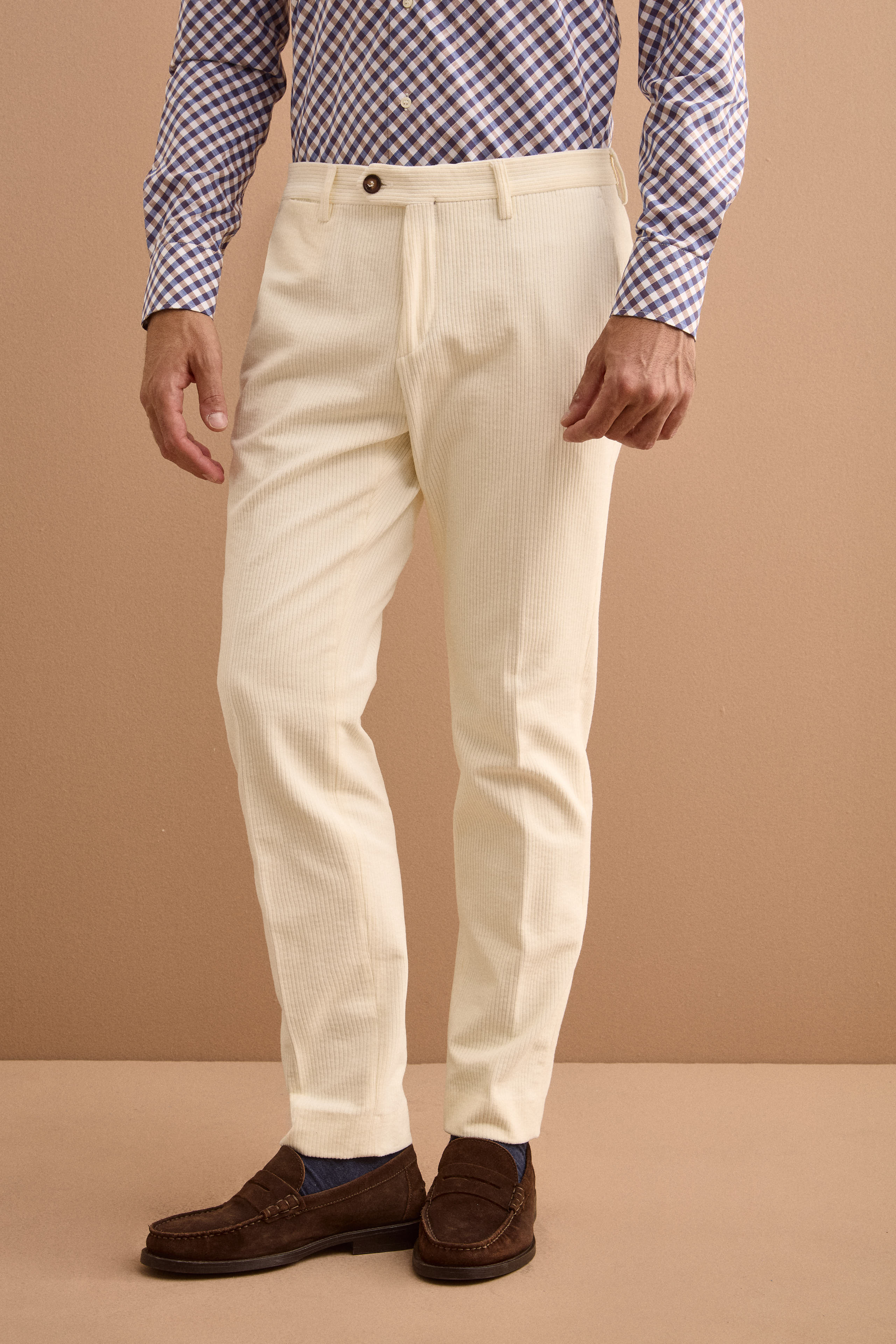 Pantalone in Velluto Regular Fit - BIANCO