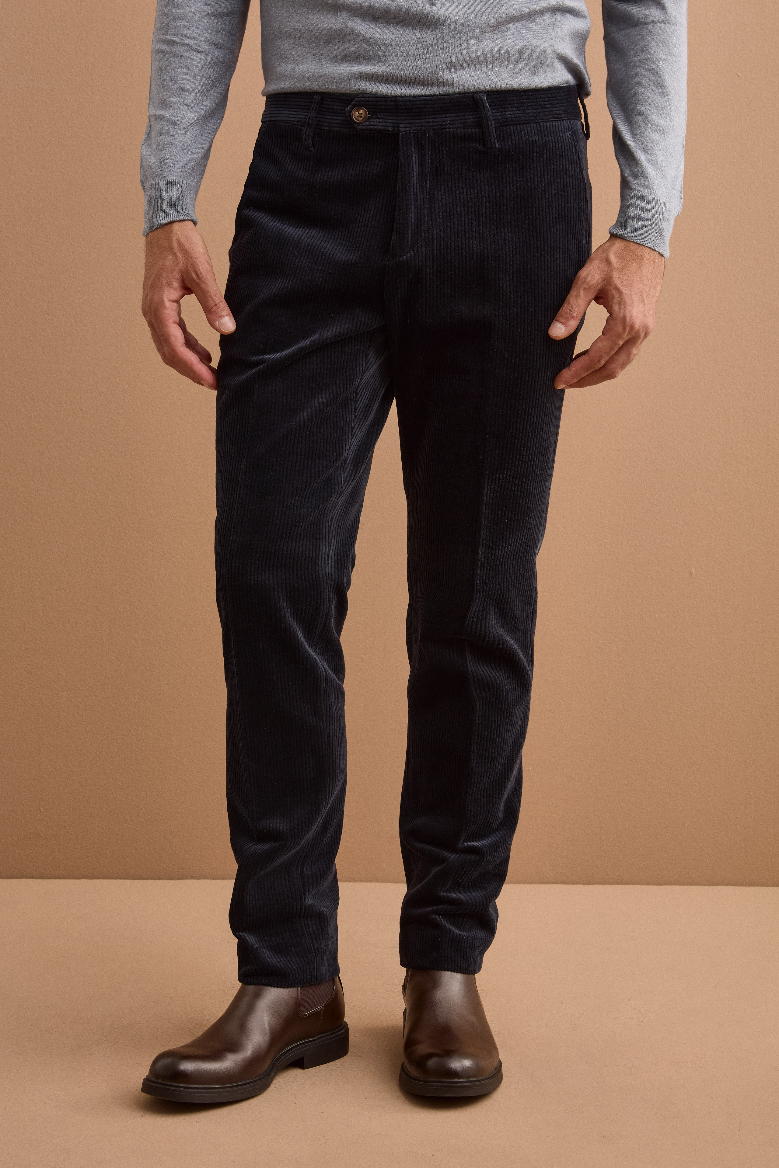 Pantalone in Velluto Regular Fit - BLU