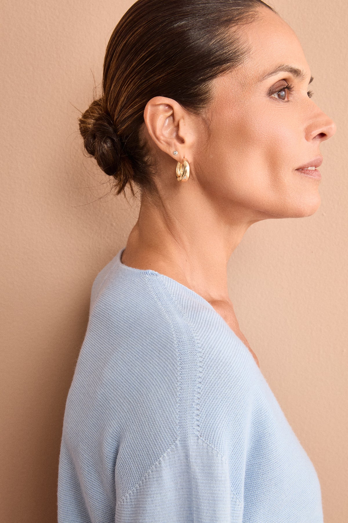 Oversize-V-Ausschnittpullover aus Merinowolle - Hellblau