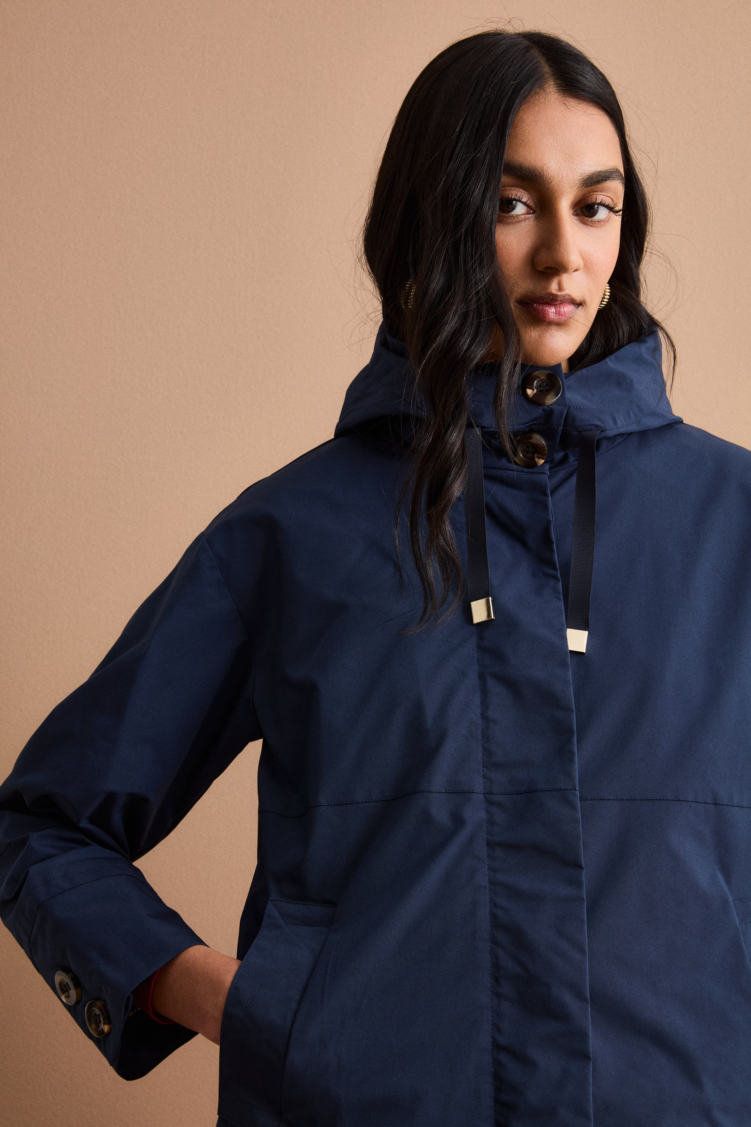 Oversize-Jacke mit Kapuze und Seitentaschen - BLAU