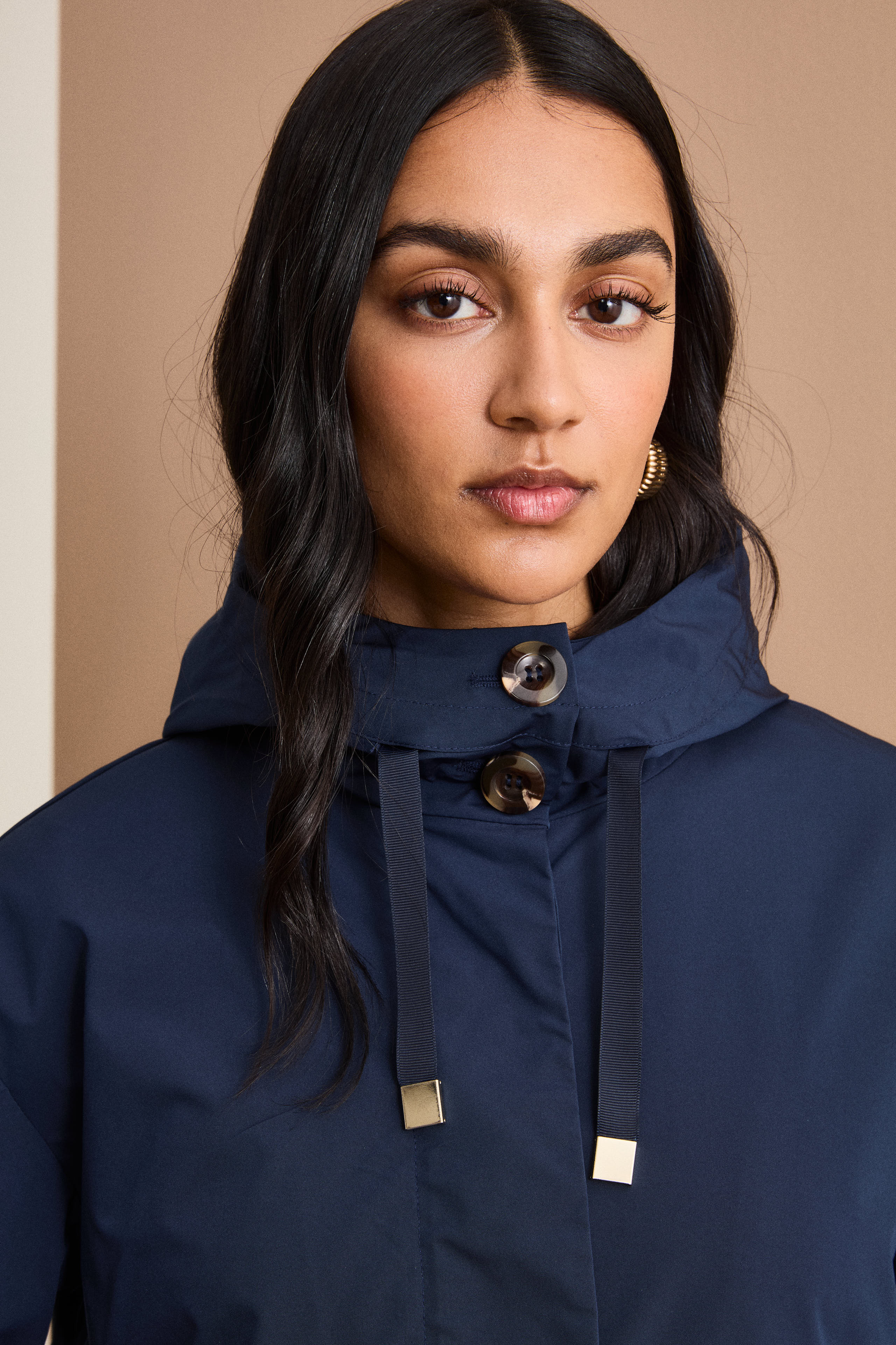 Oversize-Jacke mit Kapuze und Seitentaschen - BLAU