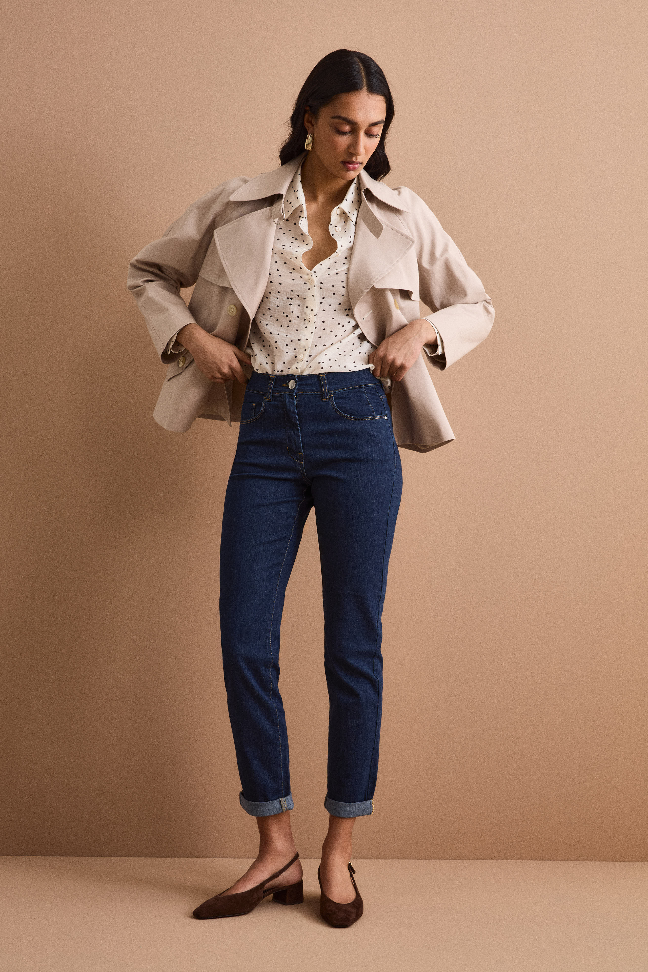 Gerade Fünf-Taschen-Jeans - Dunkler Denim