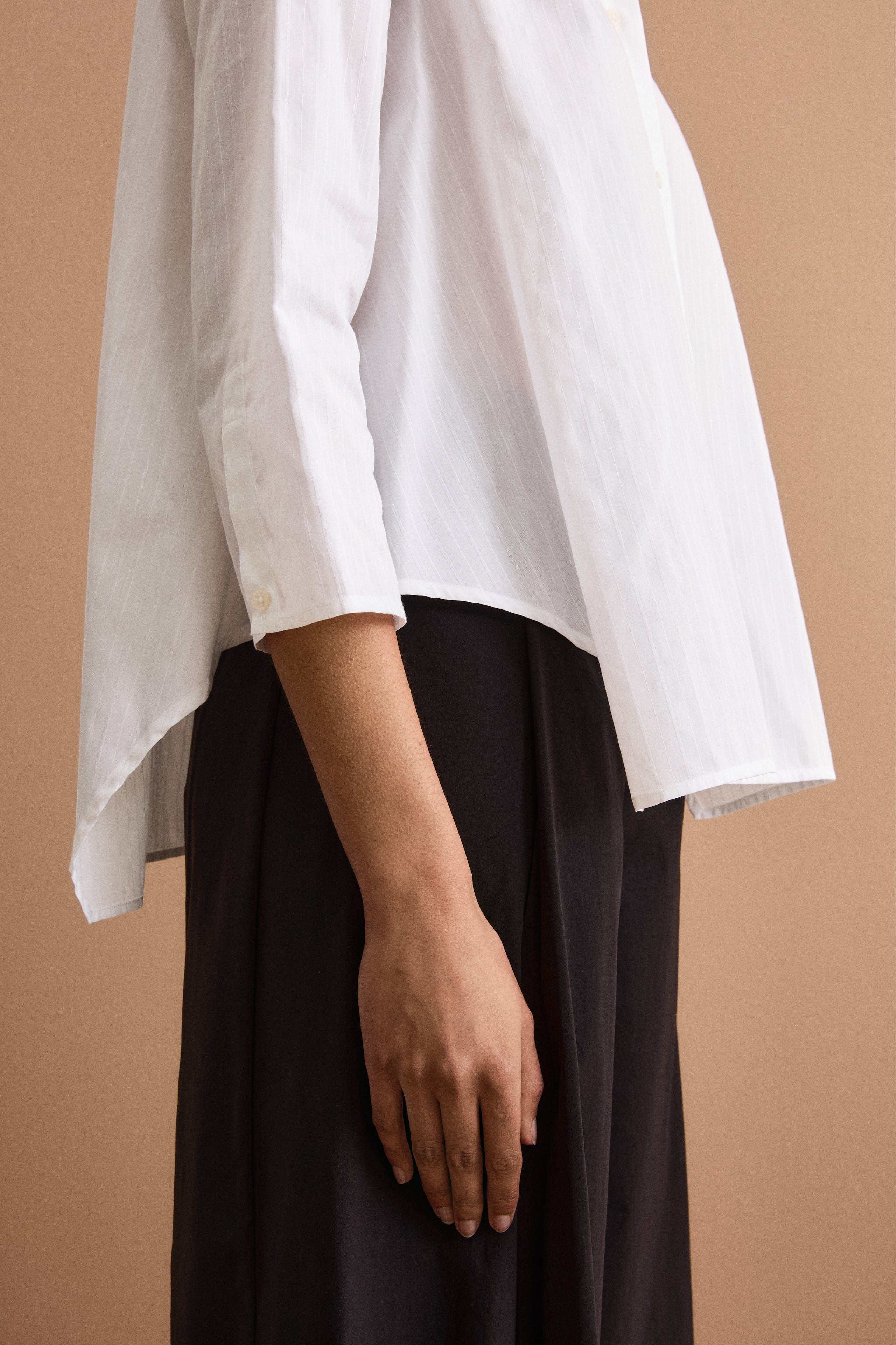 Oversize Boxy-Hemd aus Baumwolle mit Print - Weißer Streifen