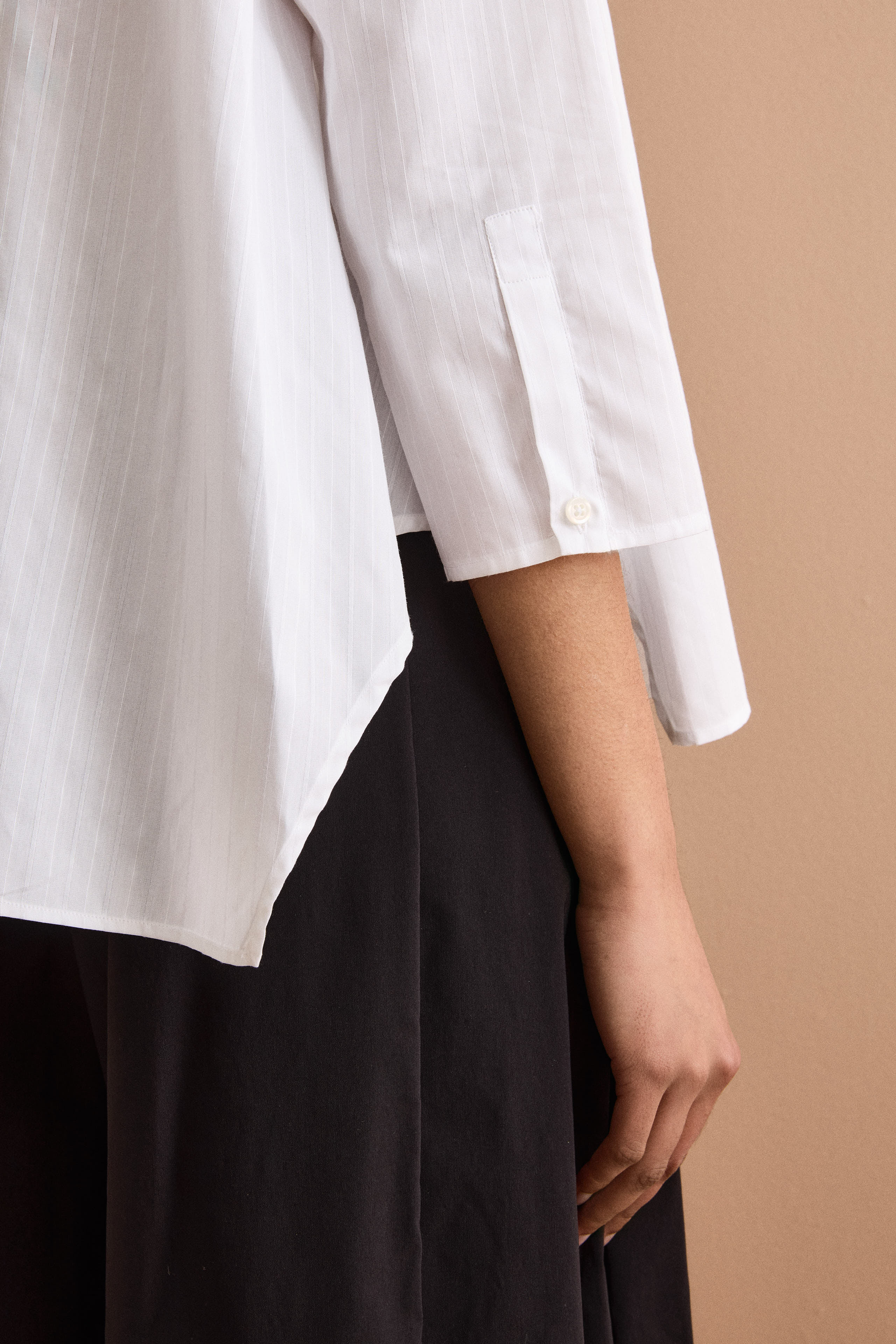 Oversize Boxy-Hemd aus Baumwolle mit Print - Weißer Streifen