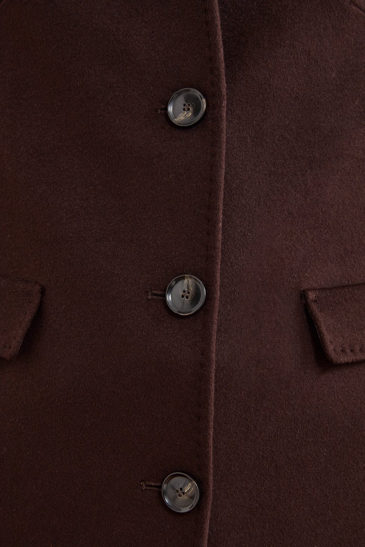Fitted Midi Coat in Wool and Cashmere Blend - Dark brown