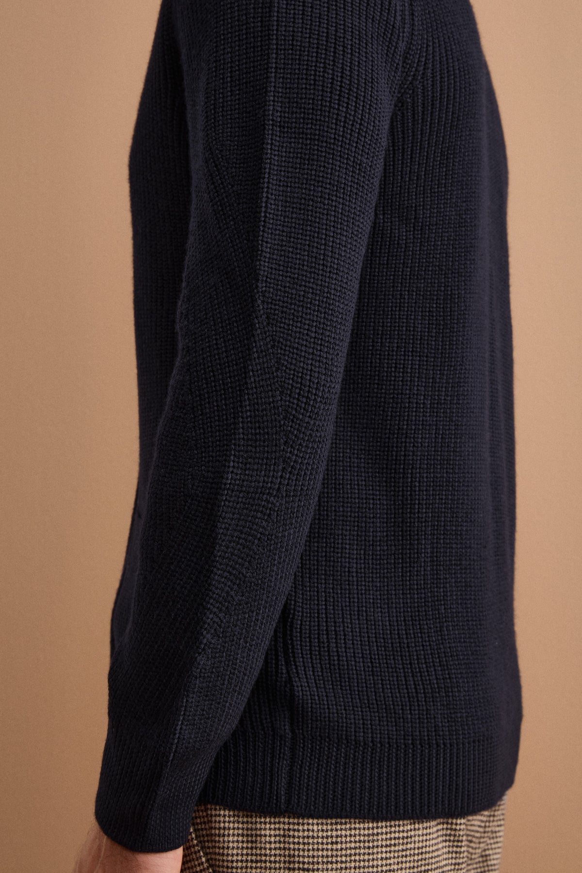 Cardigan en Laine Mérinos à Côte Anglaise - BLEU