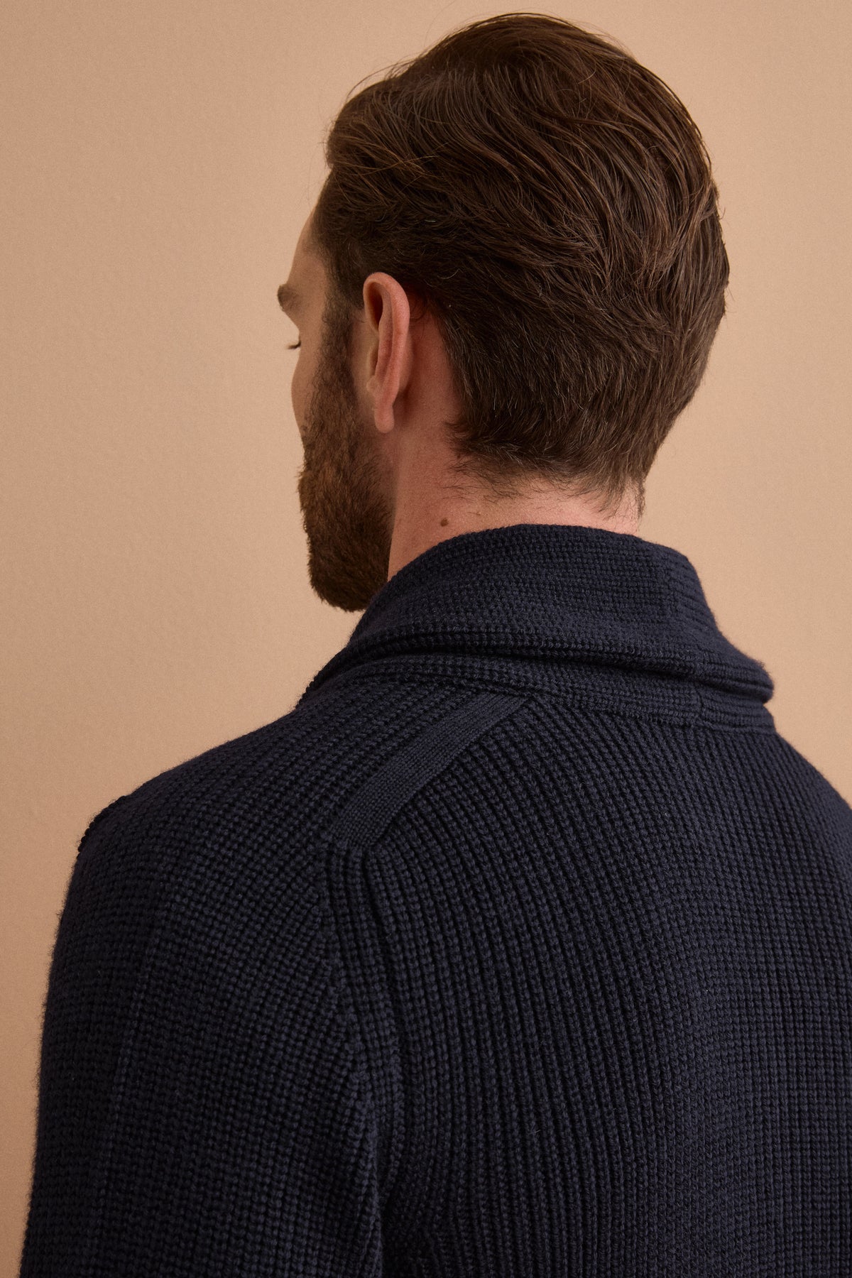 Cardigan en Laine Mérinos à Côte Anglaise - BLEU