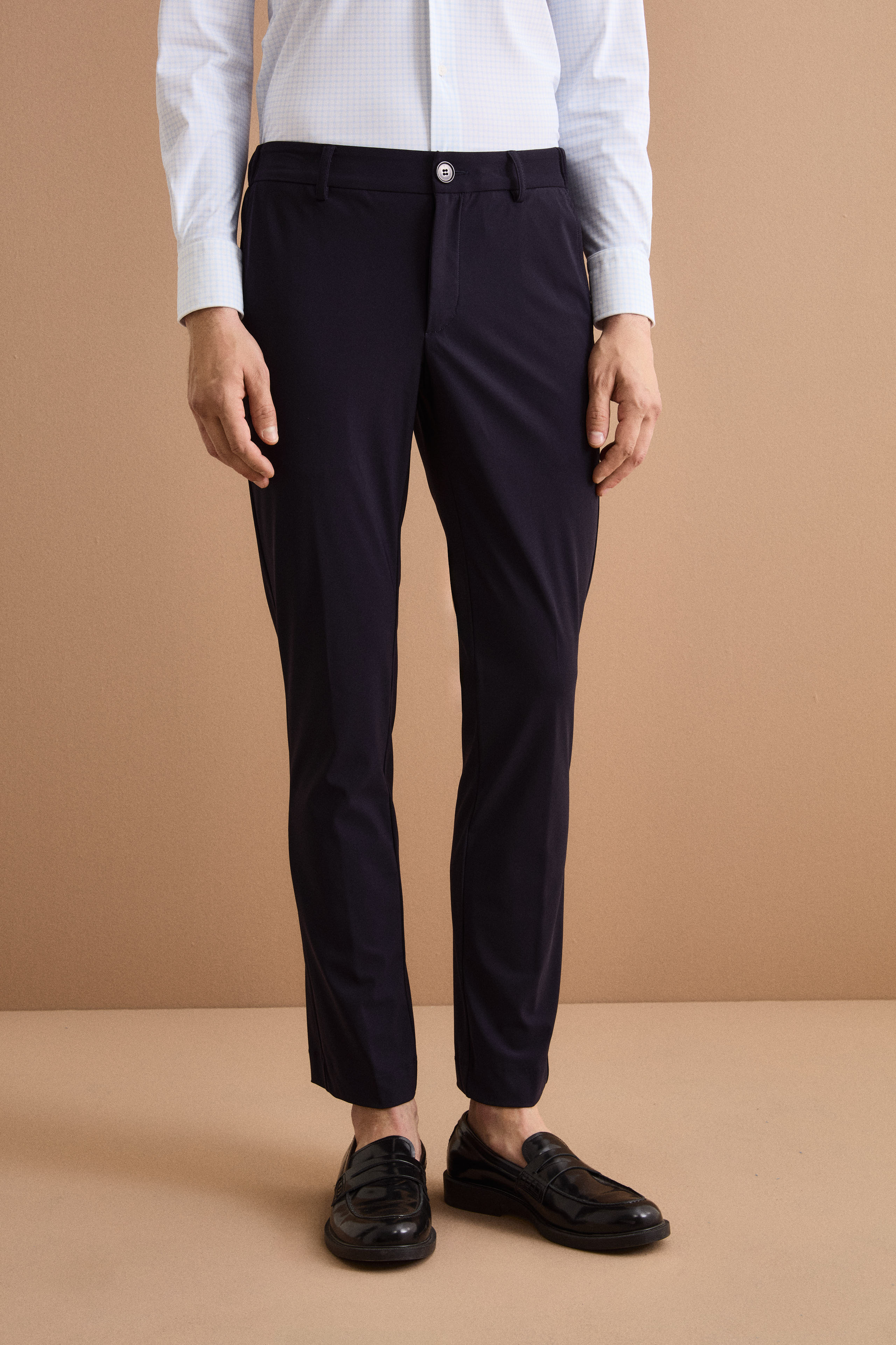 Halbgefütterter Einreihiger Anzug aus Jersey - BLAU