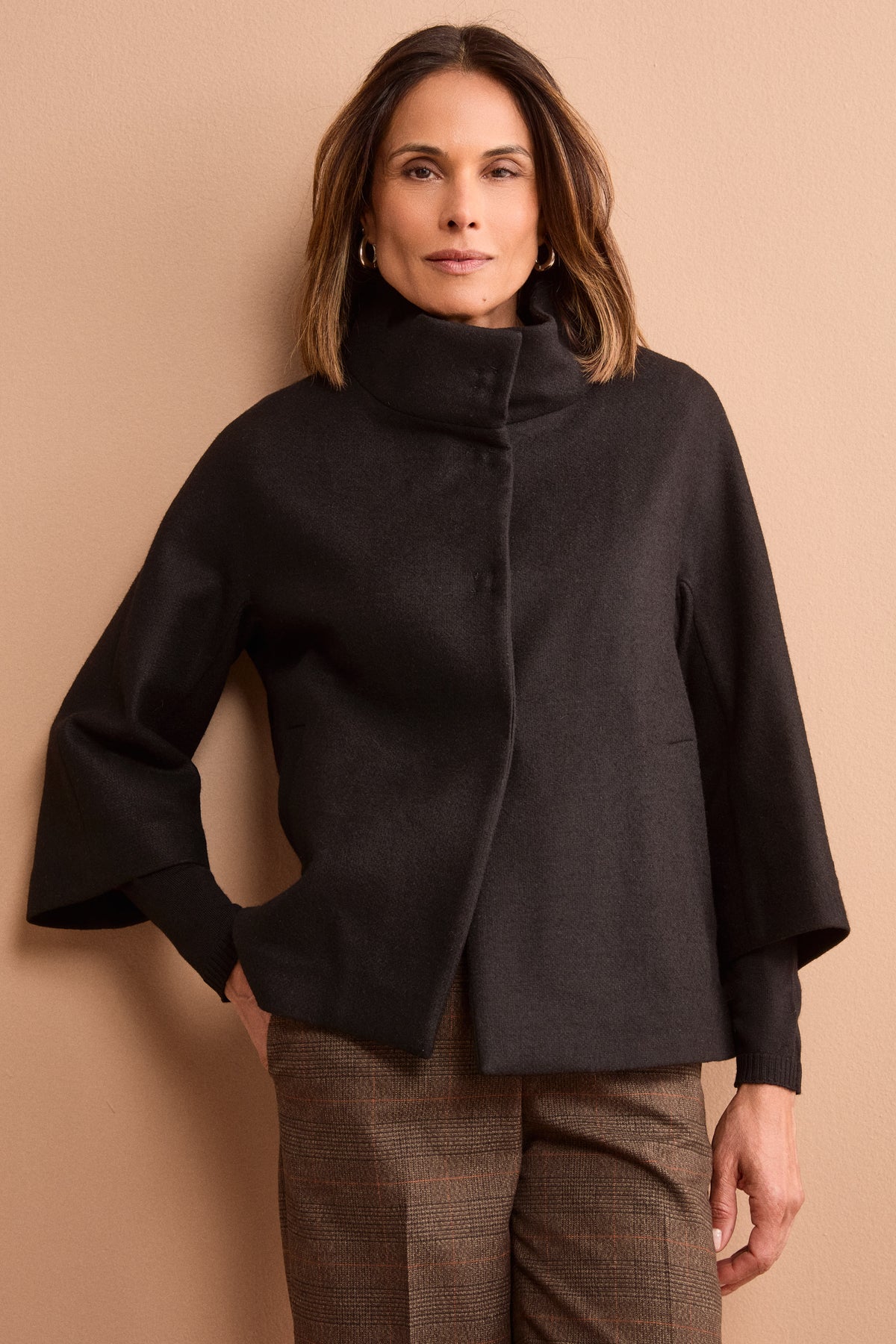 Cappotto Corto Sfoderato in Puro Cashmere - NERO