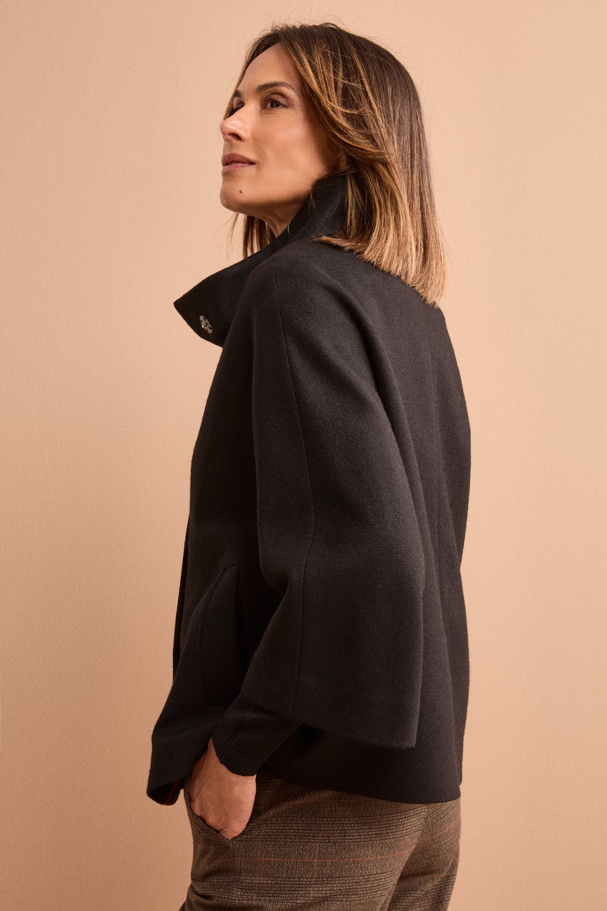 Cappotto Corto Sfoderato in Puro Cashmere - NERO