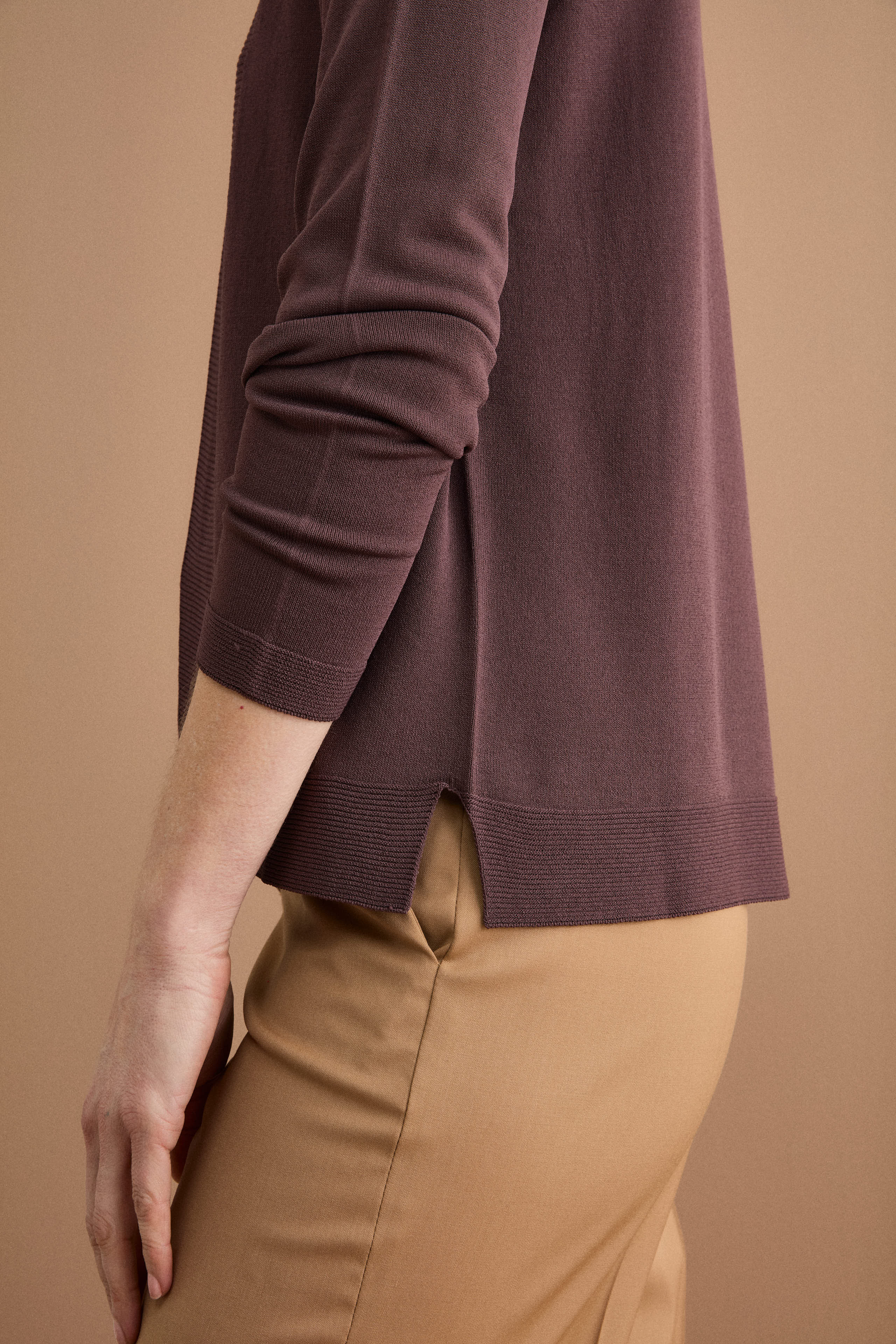 Offene Strickjacke - Warmes Braun