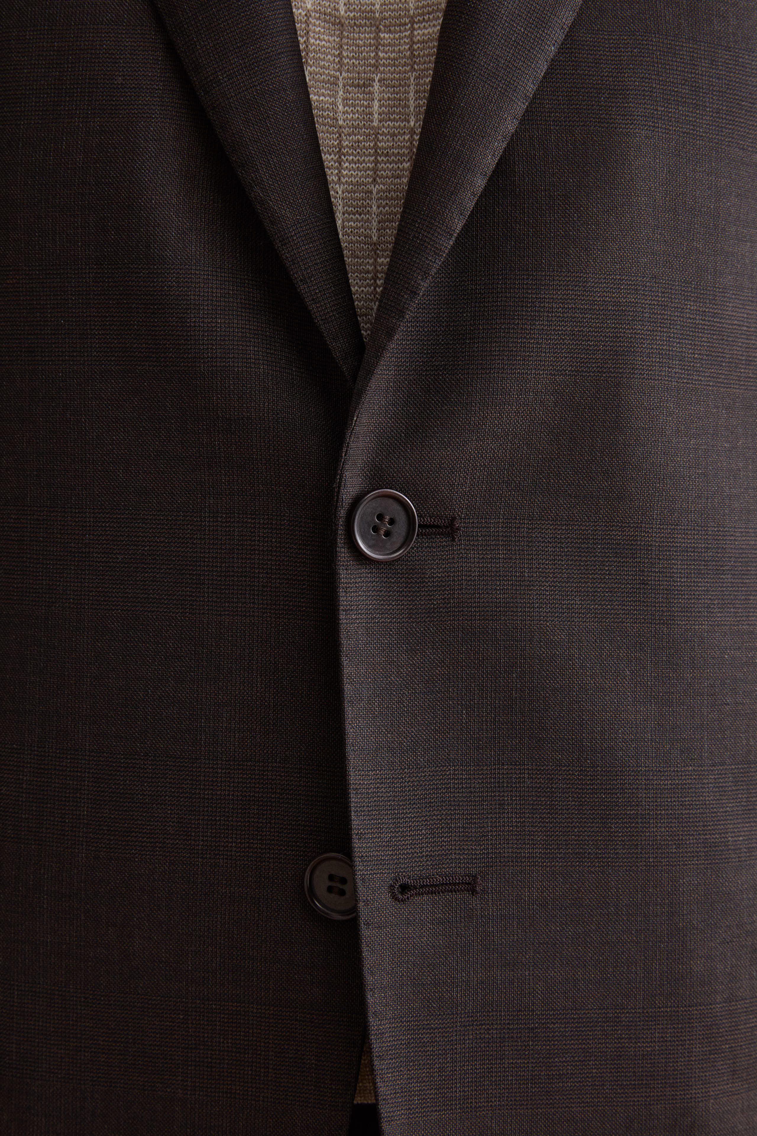 Prince of Wales virgin wool regular-fit suit - Brown Wales