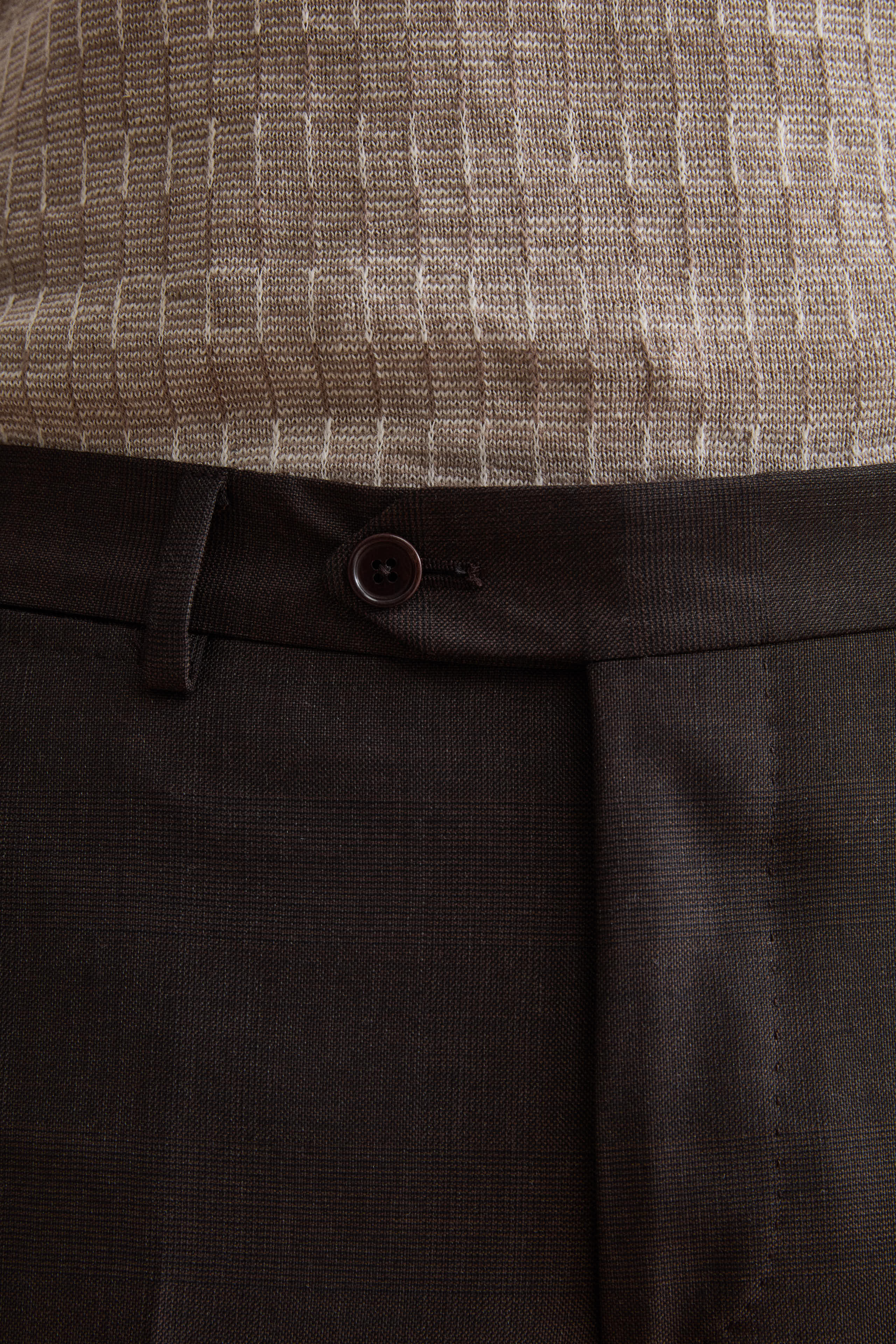 Prince of Wales virgin wool regular-fit suit - Brown Wales
