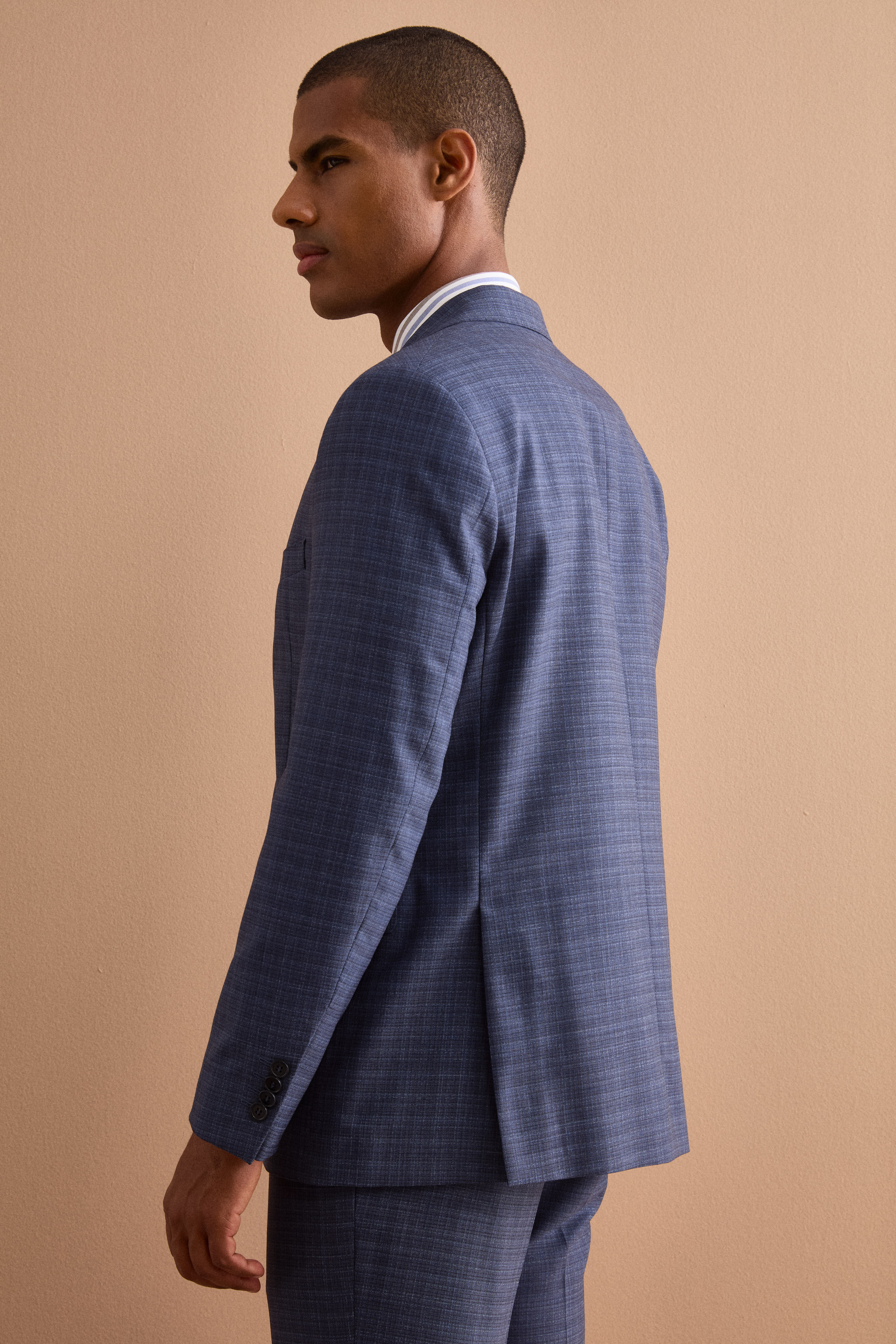 Costume Check Coupe Comfort Fit en Laine Vierge - Motif bleu