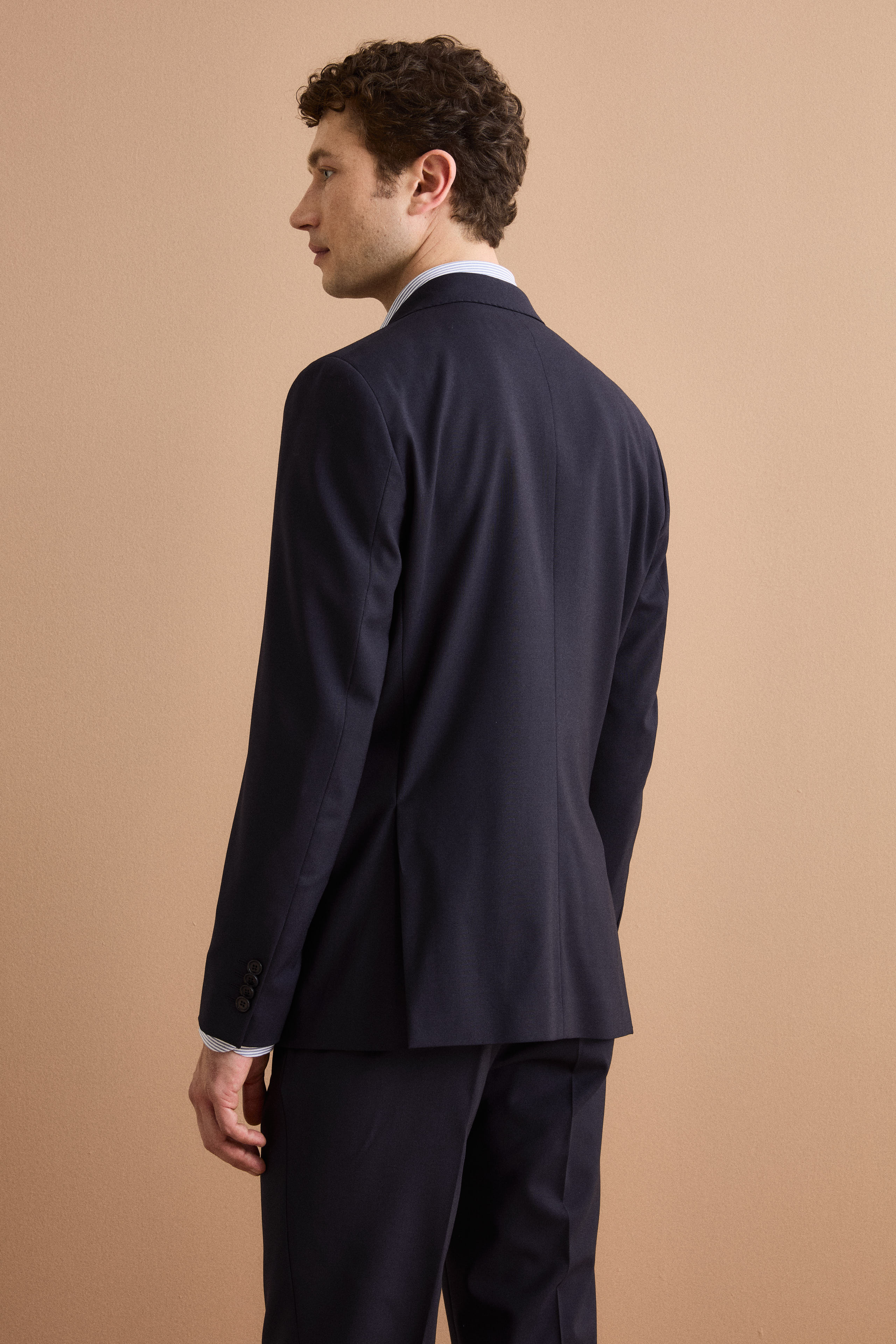 Regular Fit Gefütterter Anzug aus Schurwolle - BLAU