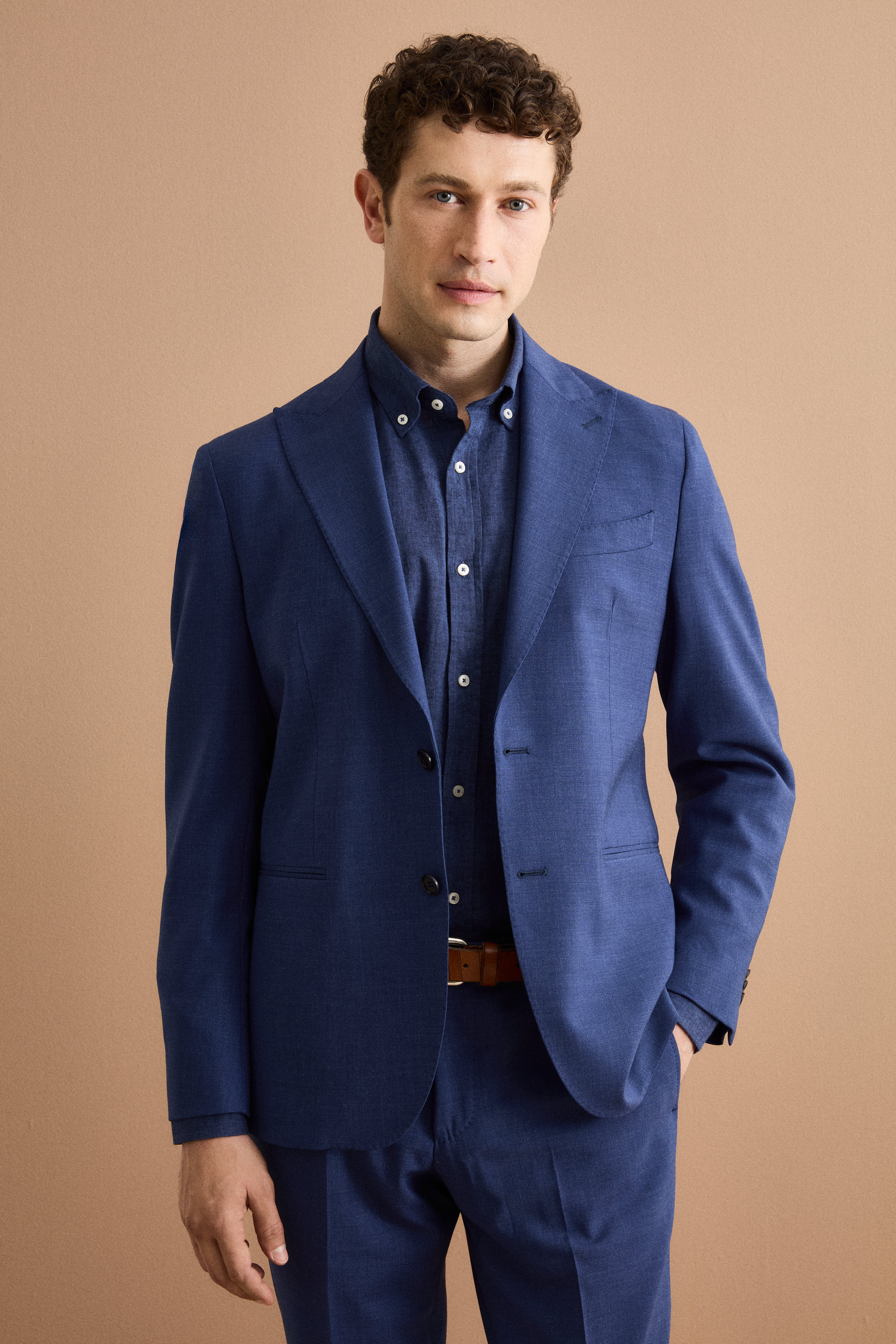 Halbgefütterter Anzug aus Schurwolle mit Spitzem Revers - Luftwaffe blau