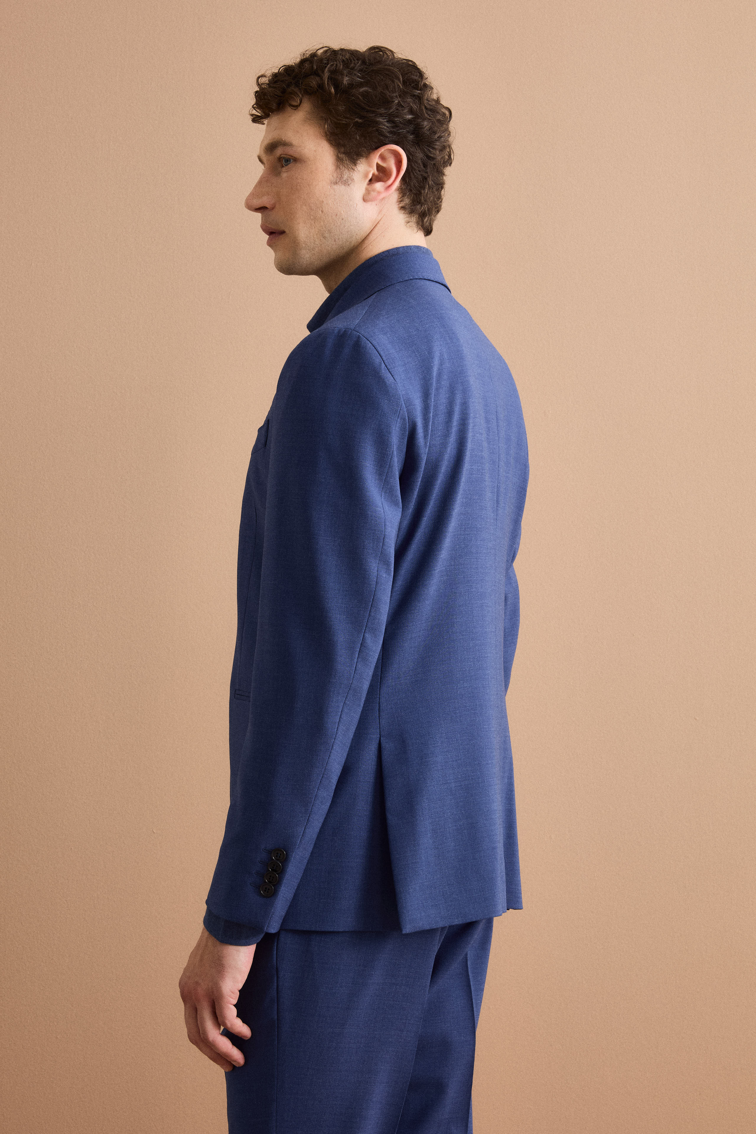 Halbgefütterter Anzug aus Schurwolle mit Spitzem Revers - Luftwaffe blau