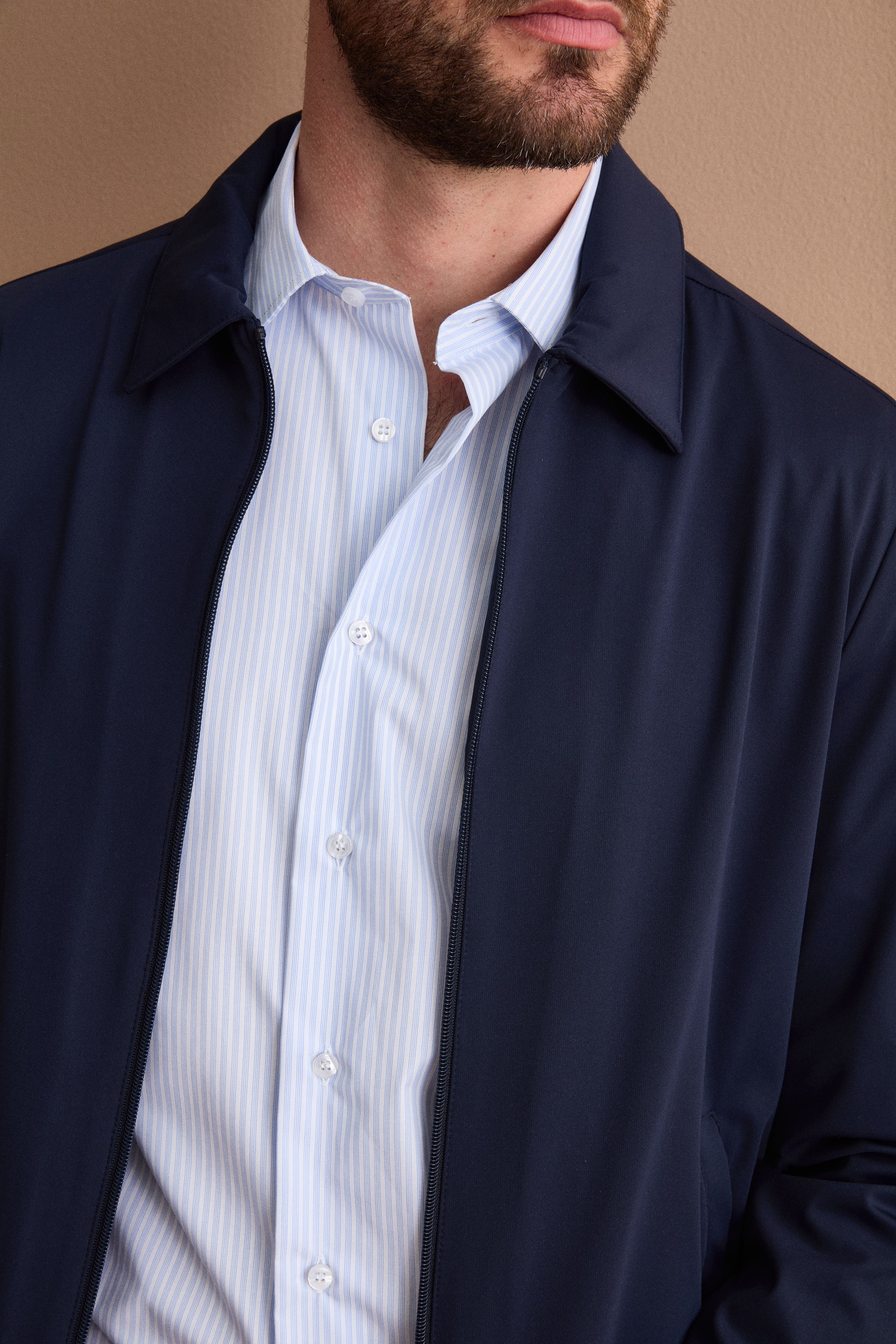 Worker Jersey Jacke mit Reißverschluss - BLAU